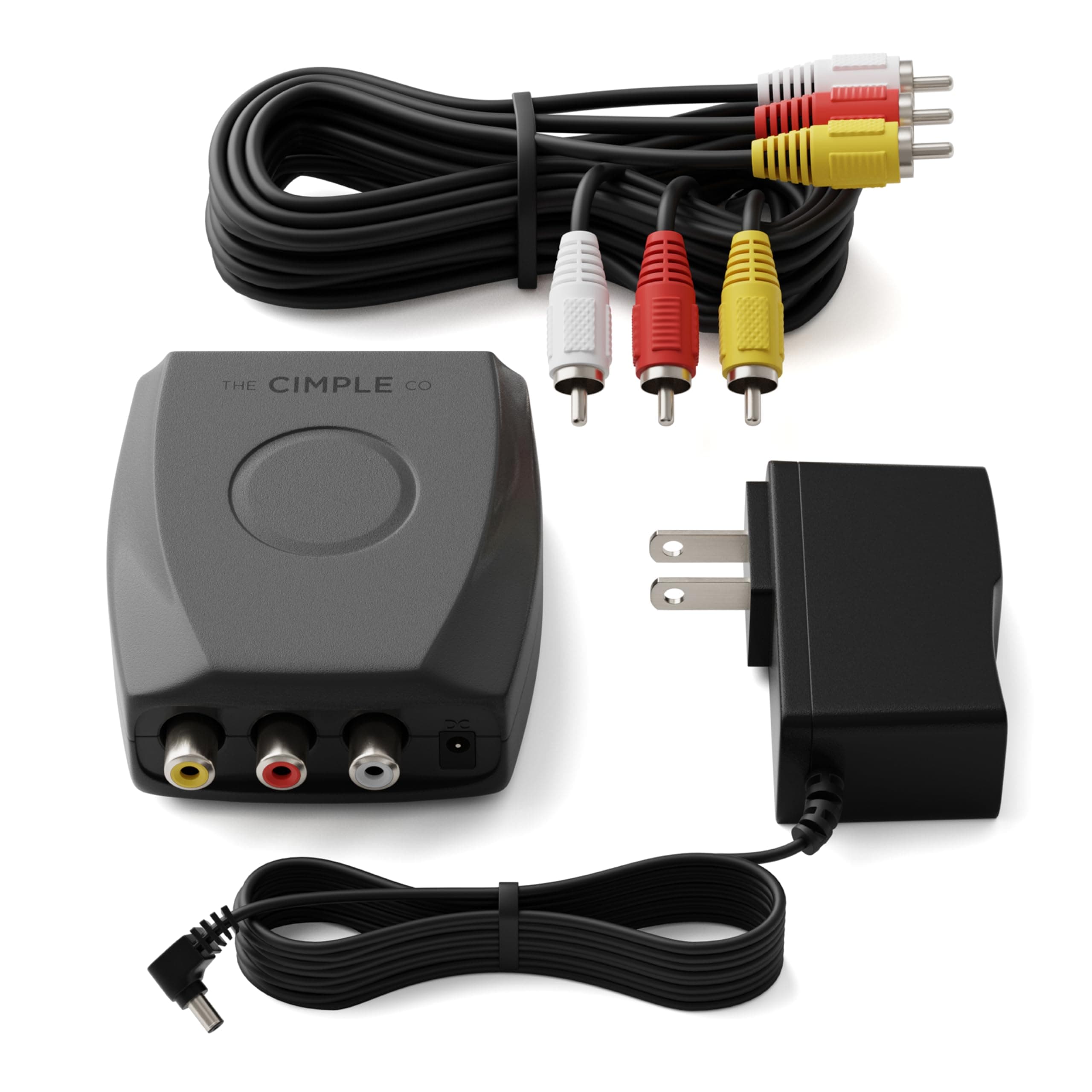 RF Modulator for TV - RCA Composite to RF Coaxial Adapter with A/V Cable - Converts Standard Definition Signals to Coax - Watch DVD, VHS, Game Consoles on TV - Does Not Work in Reverse