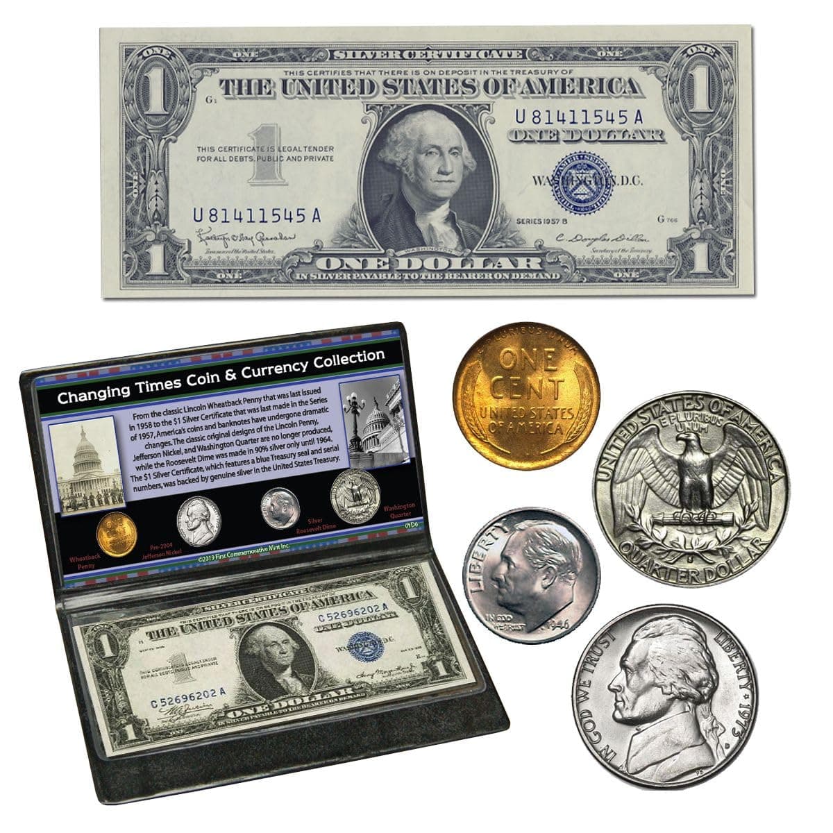 First Commemorative Mint Changing Times Coin & Currency Set