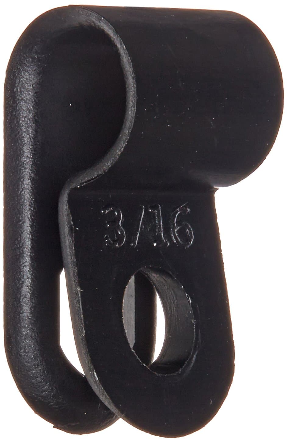 Standard Duty Nylon Cable Clamp, 0.187" Diameter, 0.378" Width, Black