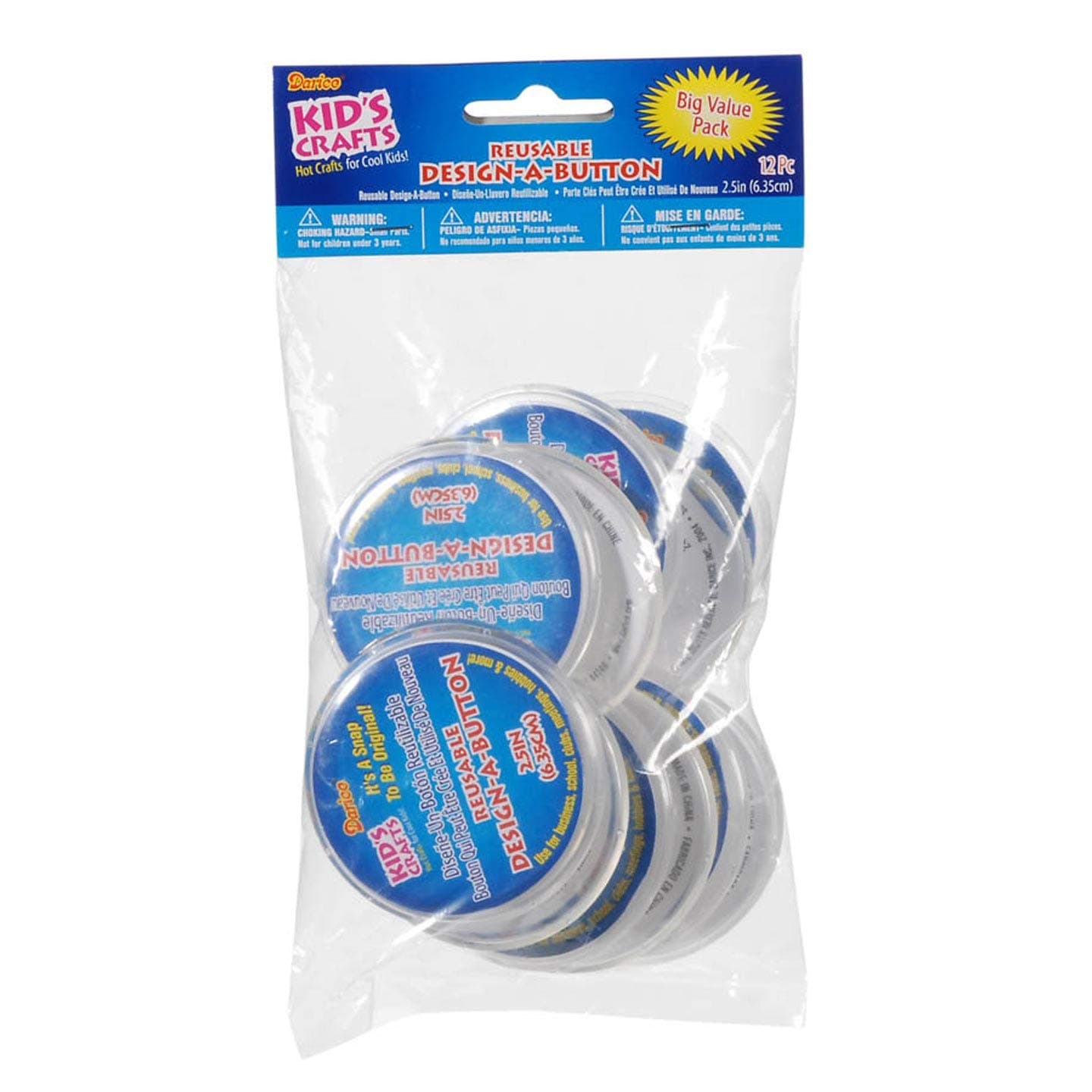 Darice Kids Design-A-Button 2.5 inches 12 Pieces (3-Pack) 2406-38BV
