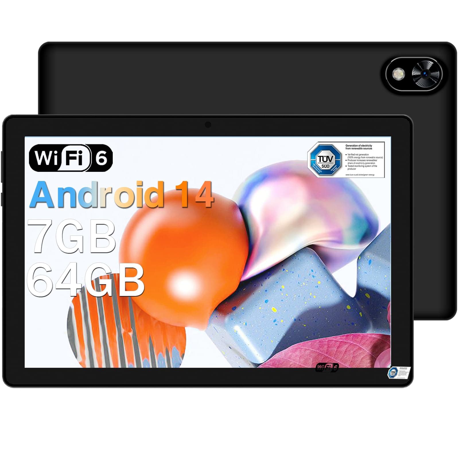 DOOGEE U9 2025 Newest Android 14 10" Tablet 7GB RAM+64GB ROM 1TB TF, Bluetooth 5.0 WIFI 6 Tablet, Android Tablets 1280x800 HD IPS Screen, OTG, Type C, 3.5mm Heakphone Jack, Tablet PC 2025 - Black