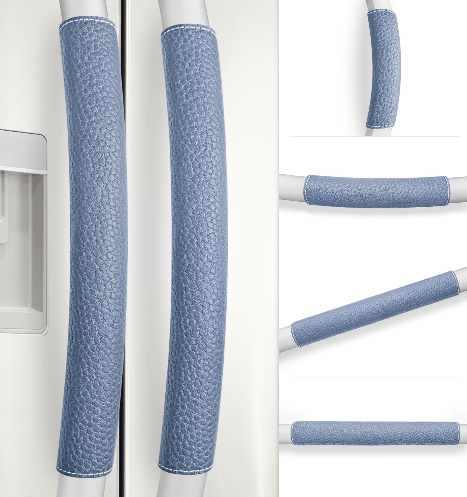 Refrigerator Handle Covers, 6 PCS, Adjustable Appliance Handle Covers, Keep Your Kitchen Clean, Microwave Oven Stove Dishwasher Handle Protector, Non Slip Fridge Handle Cover (Steel Blue)