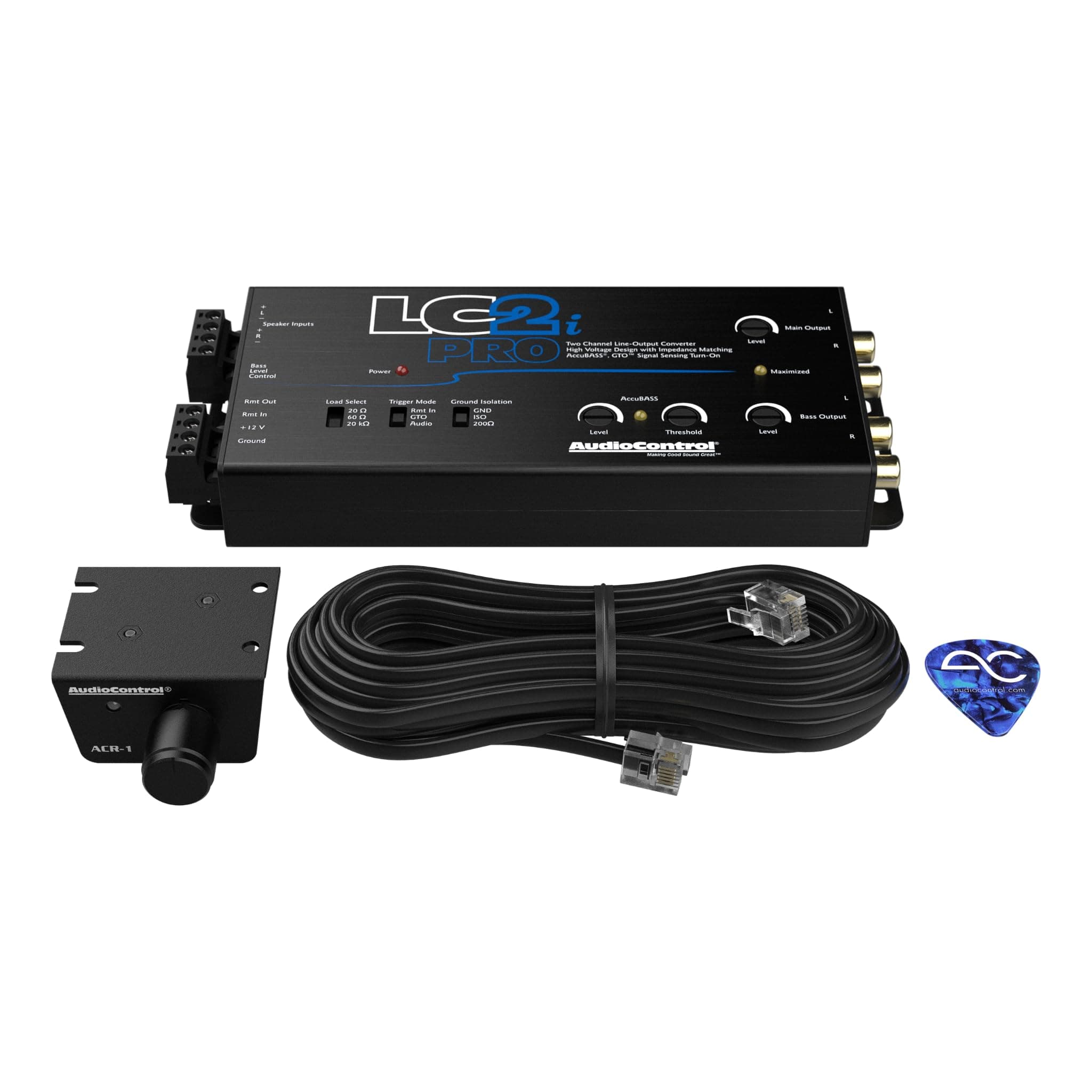 LC2i PRO 2-Channel Active Line Output Converter with AccuBASS for Adding Subwoofers, Amplifiers to Factory Car Audio Receiver Head Unit, Includes ACR-1 Dash Remote Bass Knob Controller