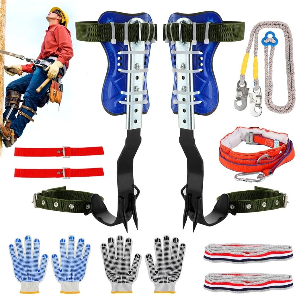 Homaisson Tree Climbing Spikes Set, Adjustable Tree Climbing Spikes, Portable Tree Climbing Gears with Safety Belt, Climbing Tool for Hunting Observation, Fruit Picking