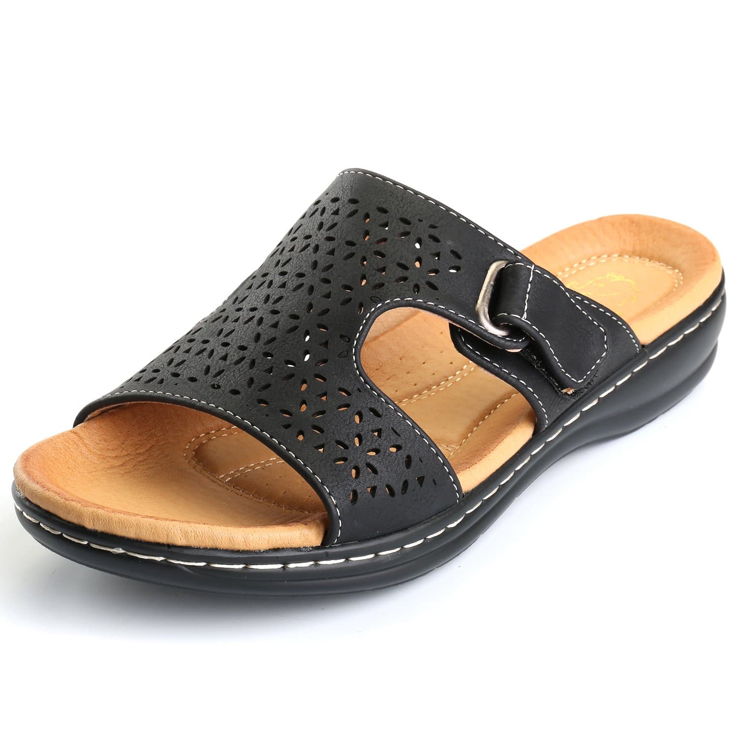 Alexis Leroy Women’s Double Hook & Loop Platform Slipper Mules Sandals