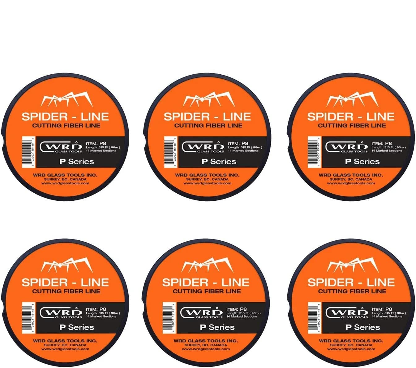WRD Spider PN8 Series 315 Ft Auto Glass Windshield Cut Out Fiber Line - 6 Pack, Clear, Fiber, Front, Car, Truck, ATV/UTV Windshield
