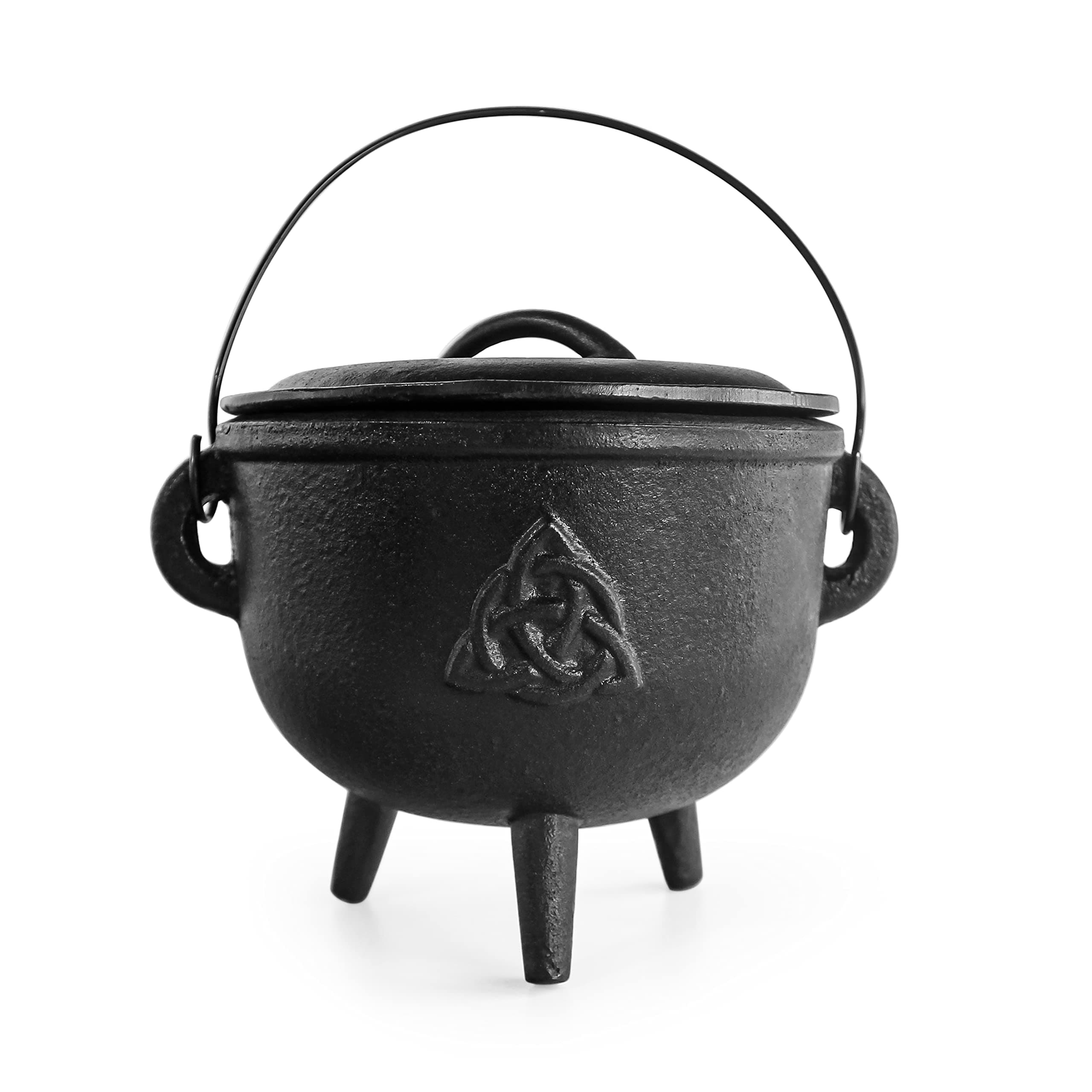 ~ 6" Large Pot, Large Enameled Cast Iron Cauldron, Witch's Pot, Smudging, Incense Burning, Celtic Symbol, Spells, Magic, Witchcraft