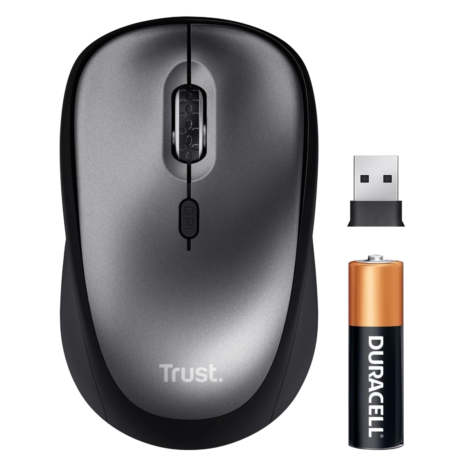 Silent Wireless Mouse, Battery Included, for Left and Right Hand Users, 800-1600 DPI, 83% Recycled Materials, Storable USB Micro Receiver, Quiet Compact Computer Mouse for PC, Laptop, Mac