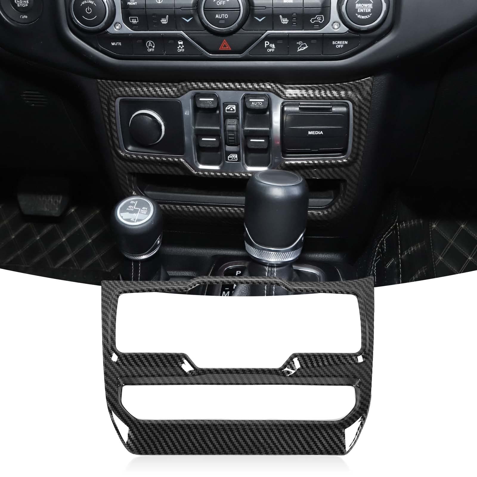 JeCar Window Control Panel Trim Cover Interior Decoration Accessories Compatible with Jeep Wrangler 2018-2023 JL JLU, Carbon Fiber Texture