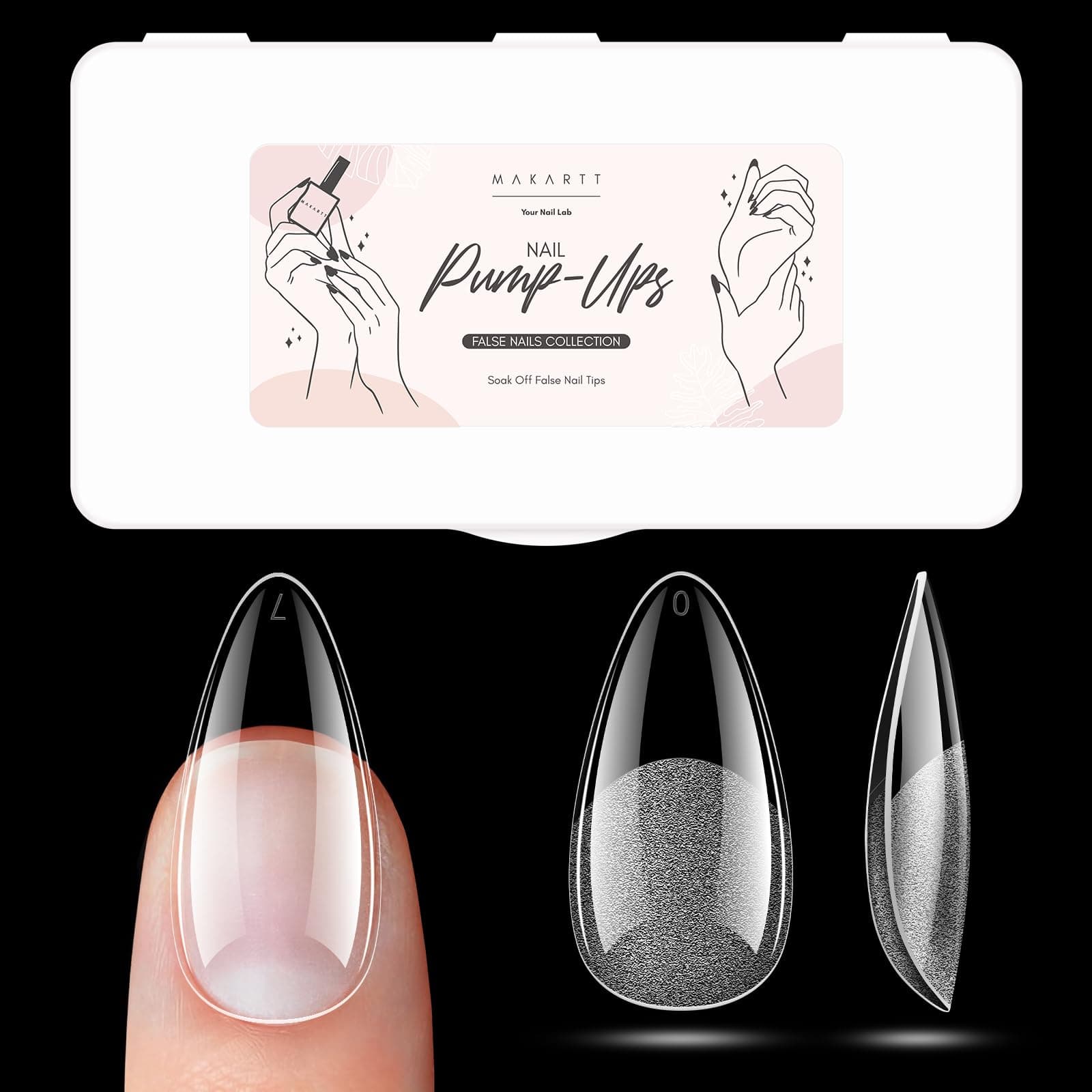 Makartt Almond Nail Tips: 500pcs Medium Pre-buffed Full Cover Clear Press on Nails 10 Sizes Soak Off Soft Gel Nail Tips Extension Professional Acrylic Fake Nails No Crease False Nail Salon DIY Art