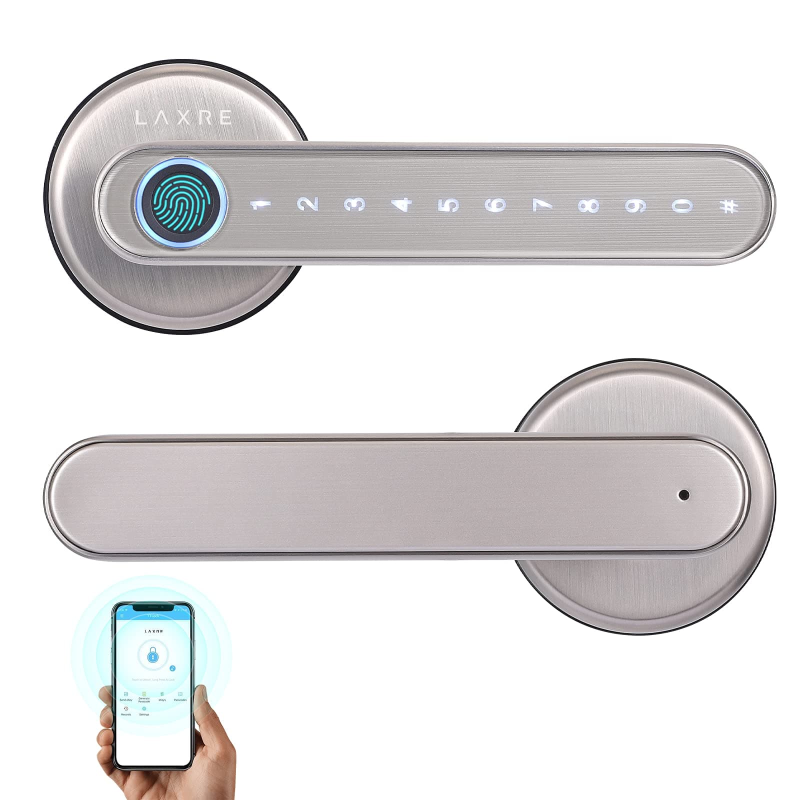 Fingerprint Smart Door Lock - Biometric Bluetooth Deadbolt With App, Digital Keypad, Keyless Entry - Suitable for Home, Hotel, Office, Interior