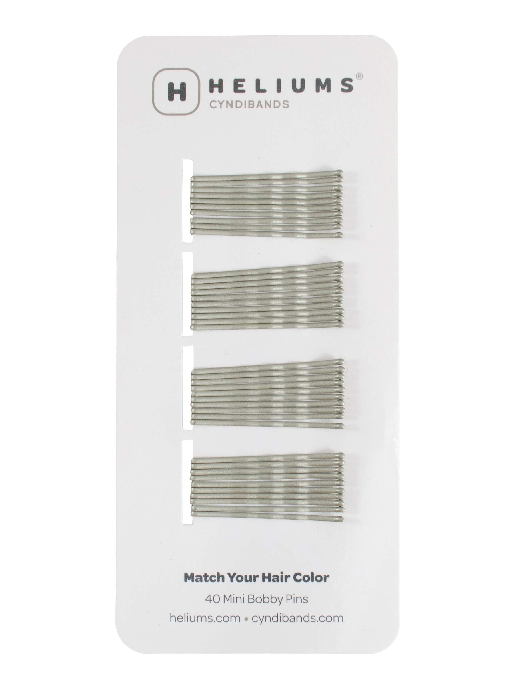 Heliums Mini Bobby Pins - Gray - 40 Pack, 1.5 Inch Small Silver Hair Pins For Thin Hair & Kids