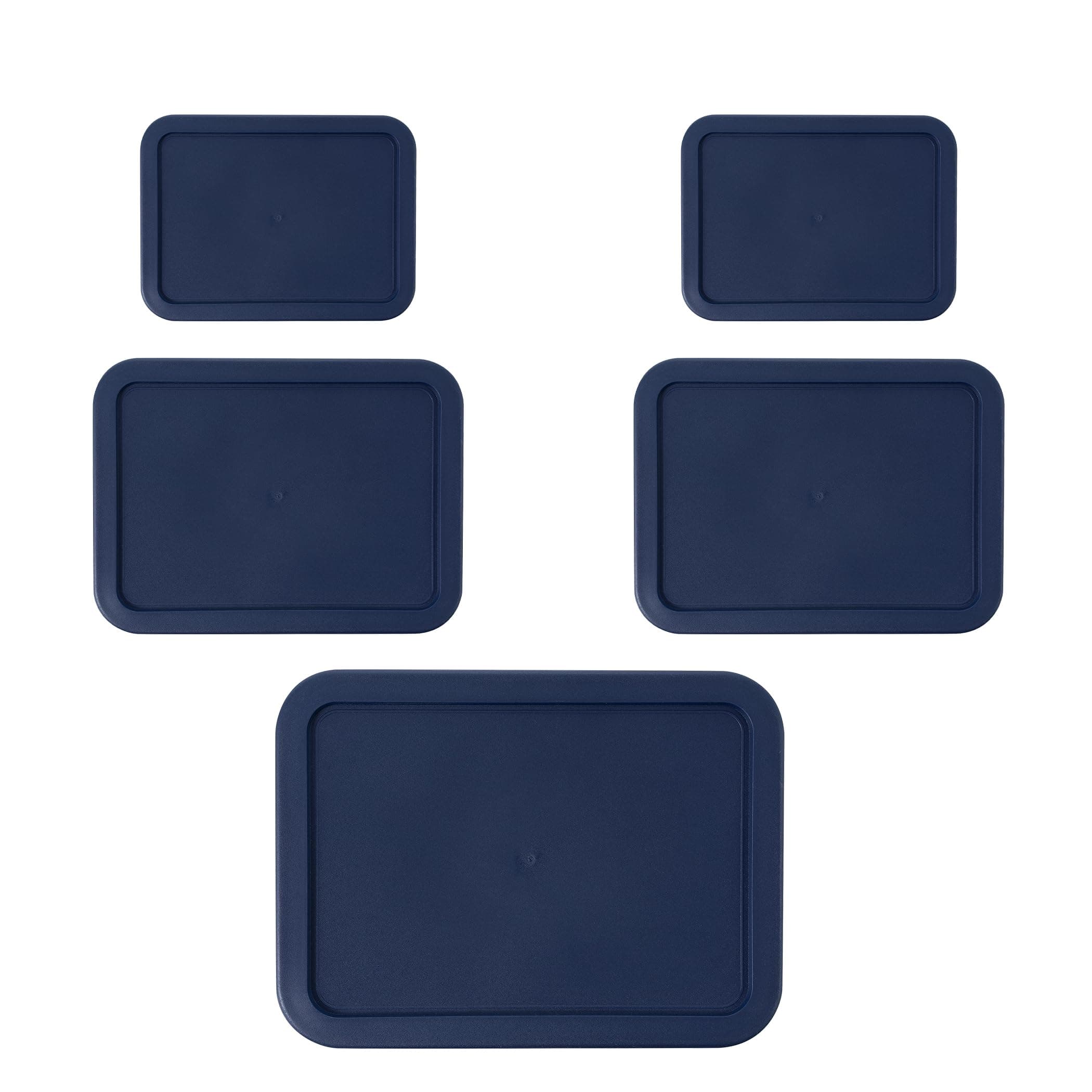 Replacement Rectangular Lids for Pyrex Glass Food Storage Containers (2) 3-Cup (2) 6-Cup (1) 11-Cup (Navy)