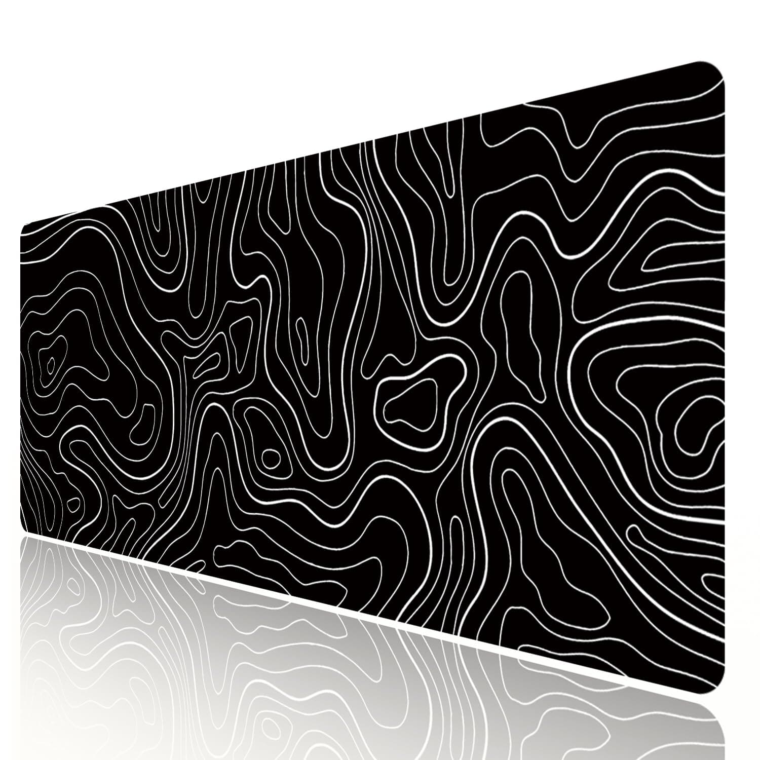 HGWALP Large Gaming TOPO Mouse Pad Black and White Topographic Mouse Pad with Anti-Slip Rubber Base, Extended XXL Long Keyboard Pad Big Mouse Pads for Desk,31.5 X 11.8 Inch
