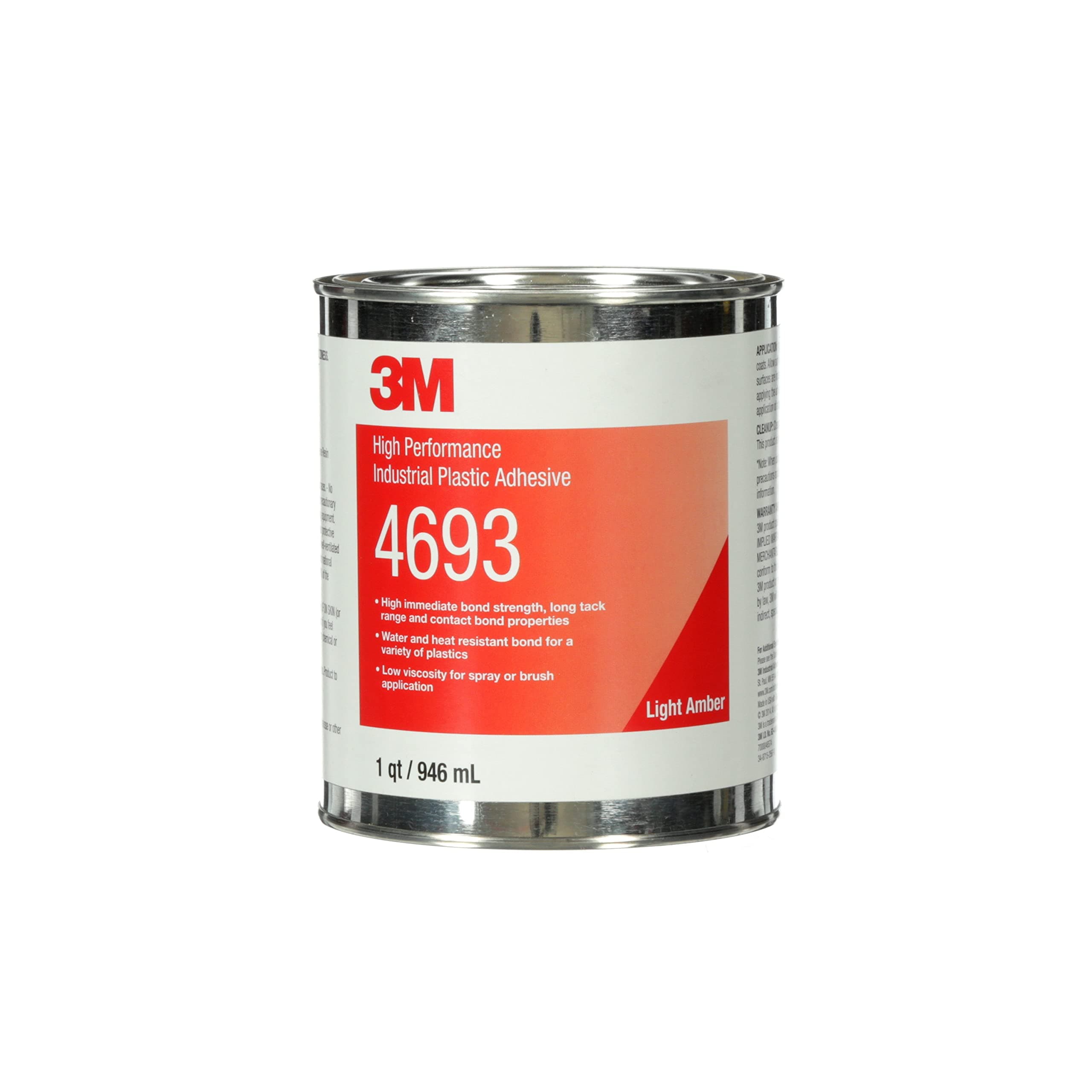 3M High Performance Industrial Plastic Adhesive 4693, Light Amber,Clear