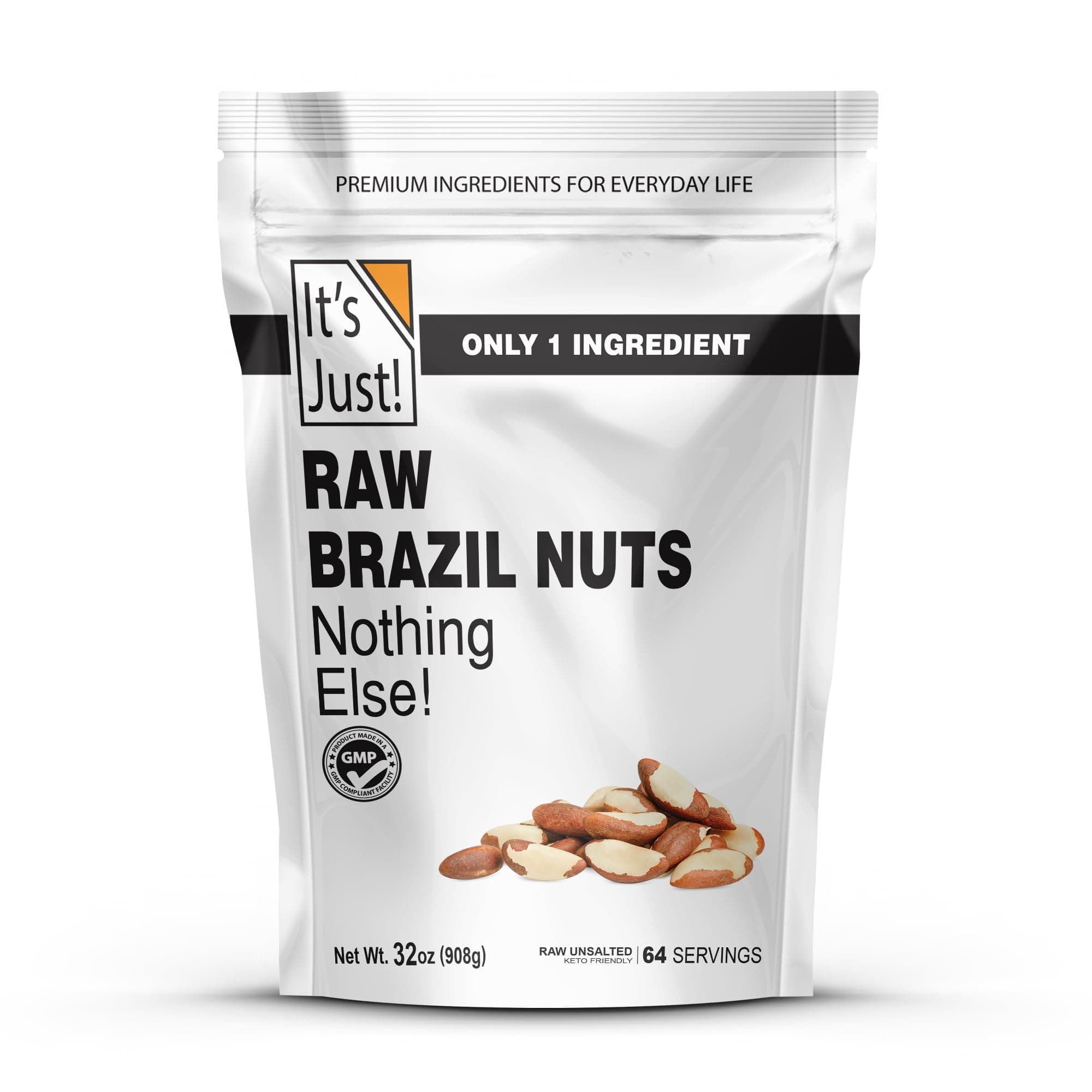 It's Just! - Raw Brazil Nuts, 2lb (32oz), Unsalted, Non-GMO, Keto Friendly, Vegan, No PPO, Large, Premium, Freshly Packaged in USA (32 Ounces)