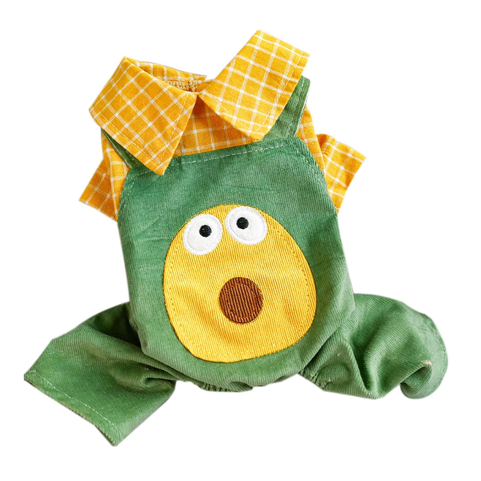 Dog Shirt Avocado Pattern Turn Down Collar Plaid Pet Clothes Cool Summer Costume Apparel Vest for Small Medium Dogs Cats Puppy