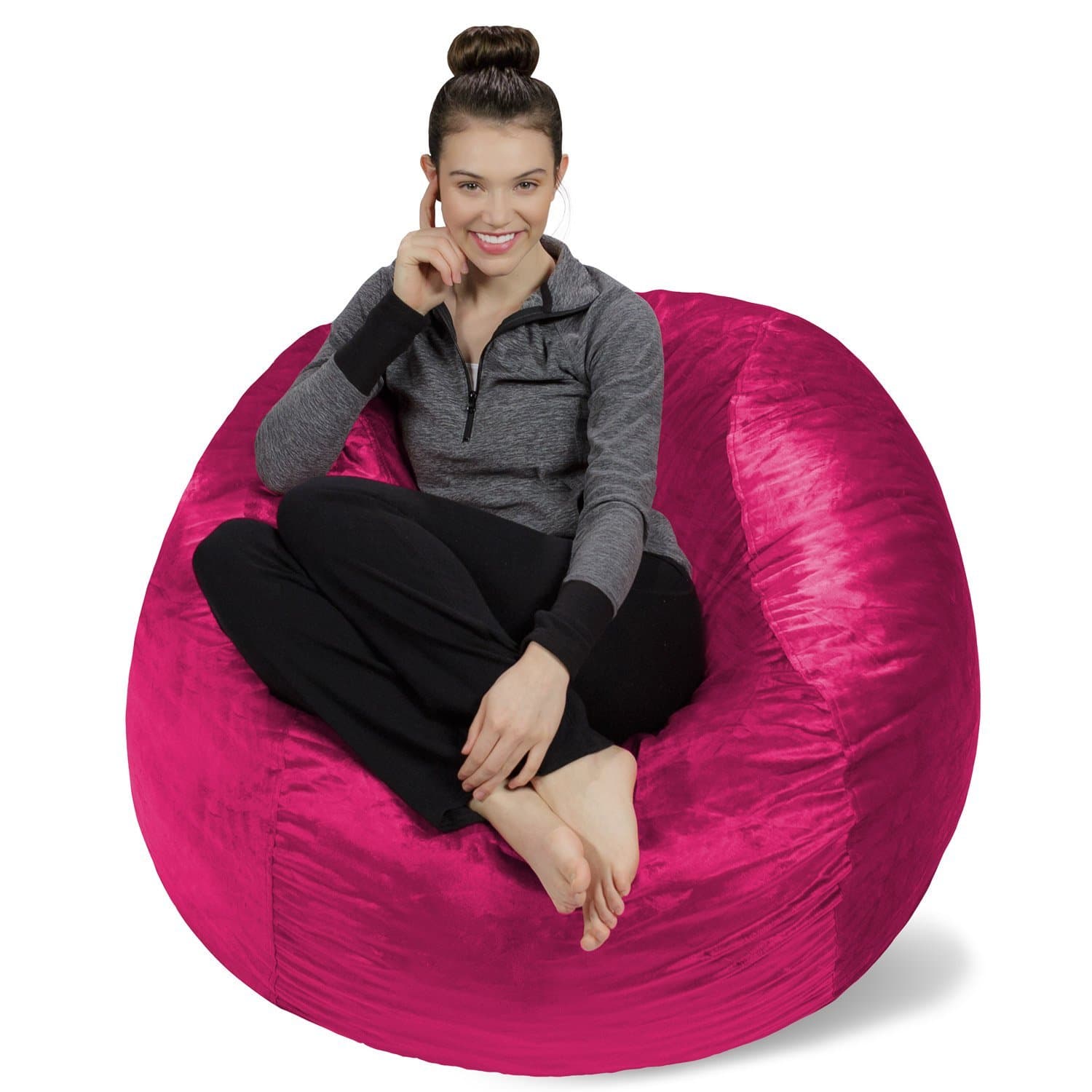 Sofa Sack Bean Bag Chair - Plush, Ultra Soft - Memory Foam Bean Bag Chair with Microsuede Cover - Stuffed Foam Filled Furniture and Accessories for Dorm Room 4 Feet - Magenta