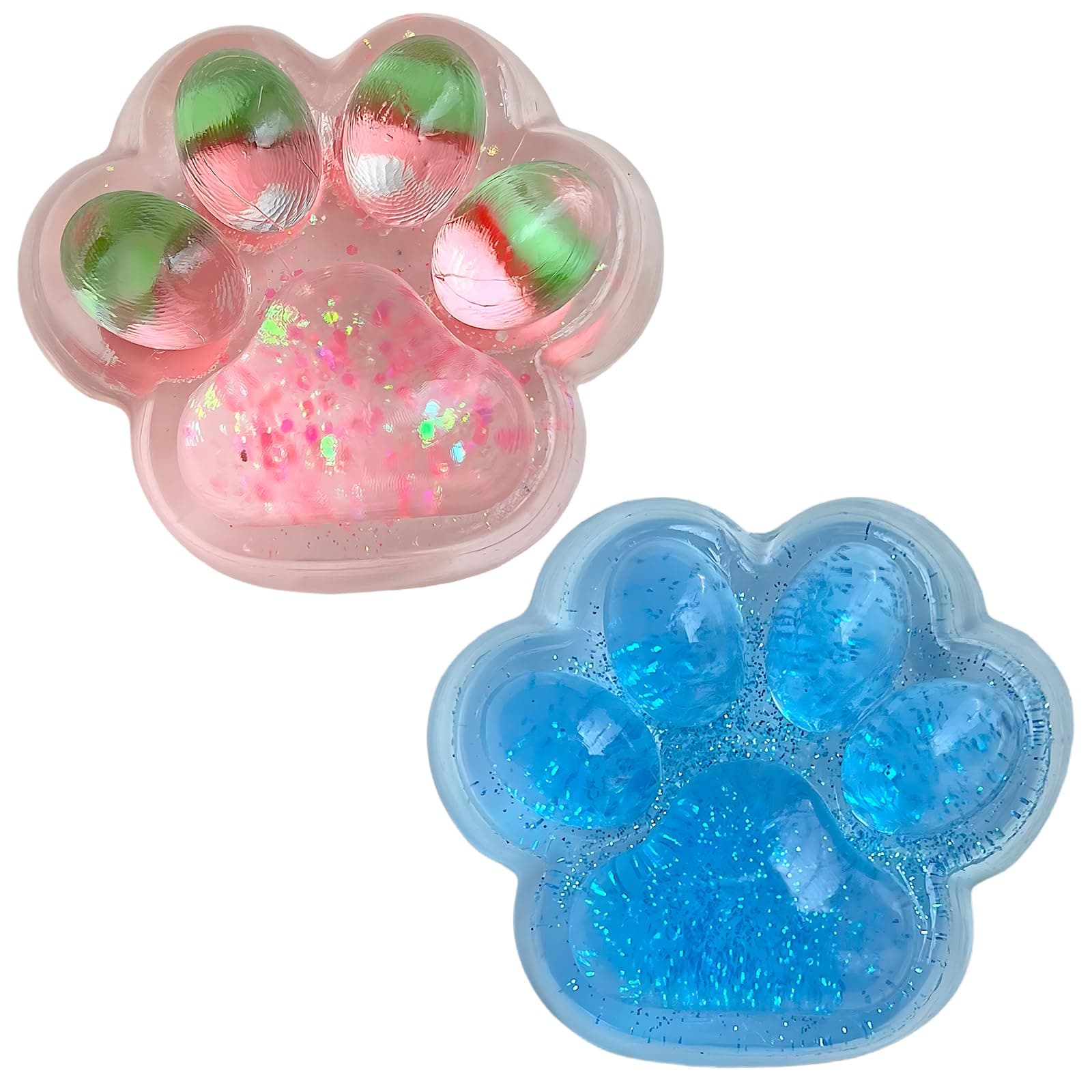 2PCS Taba Squishy,Cat paw,Very Sticky and Soft Squishy,Various Styles taba Squishy paw,with Cartoon Box,Surprise Gift for Kids and Adults.(Strawberry&Blue)