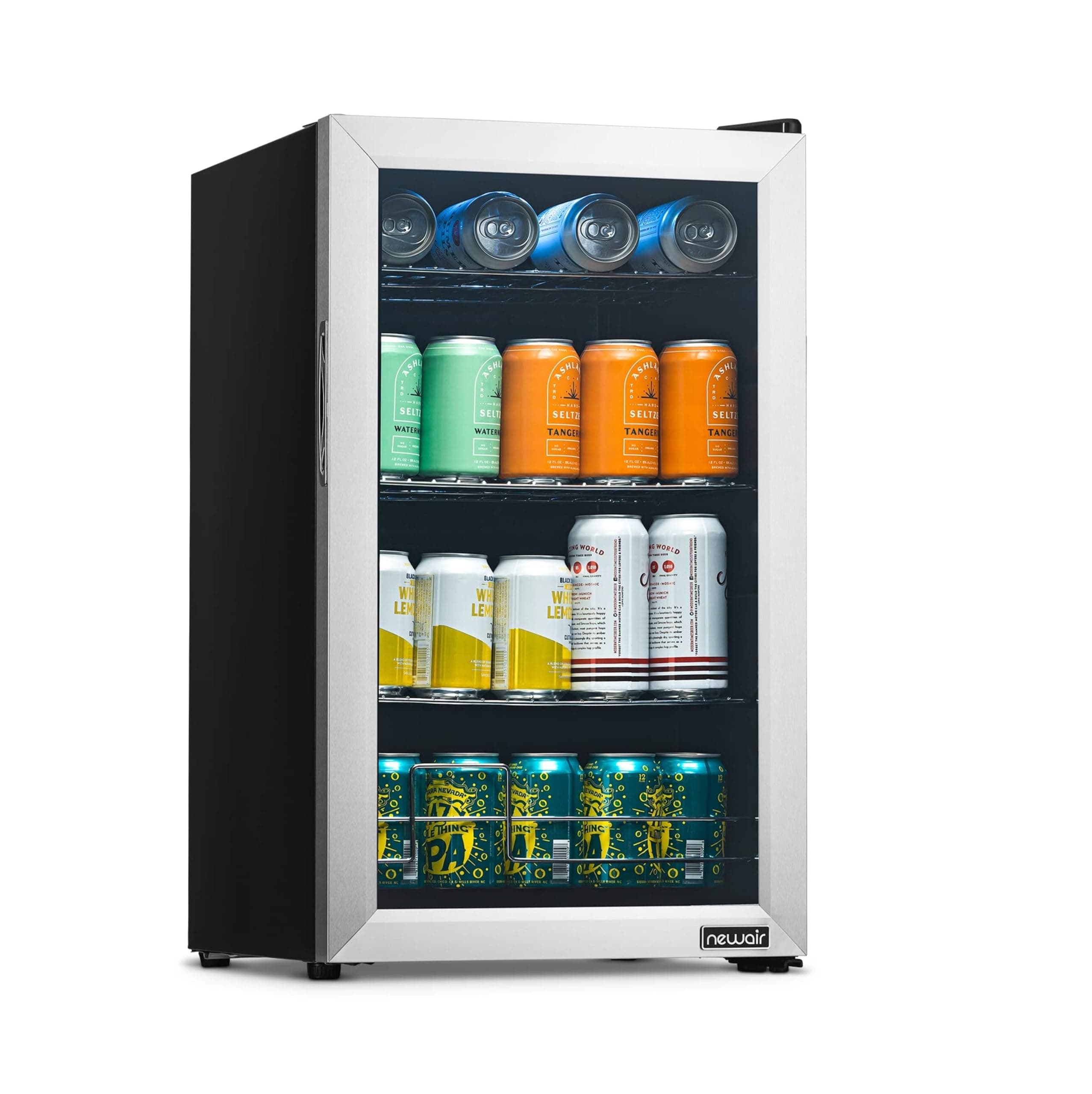- Small Cooler 2.4 Cu. Ft. Mini Fridge for Bedroom in Stainless Steel, 100 Can Capacity Beverage Refrigerator with 5 Custom Temperature Settings for Beer, Wine, Soda, and Cooler Drinks
