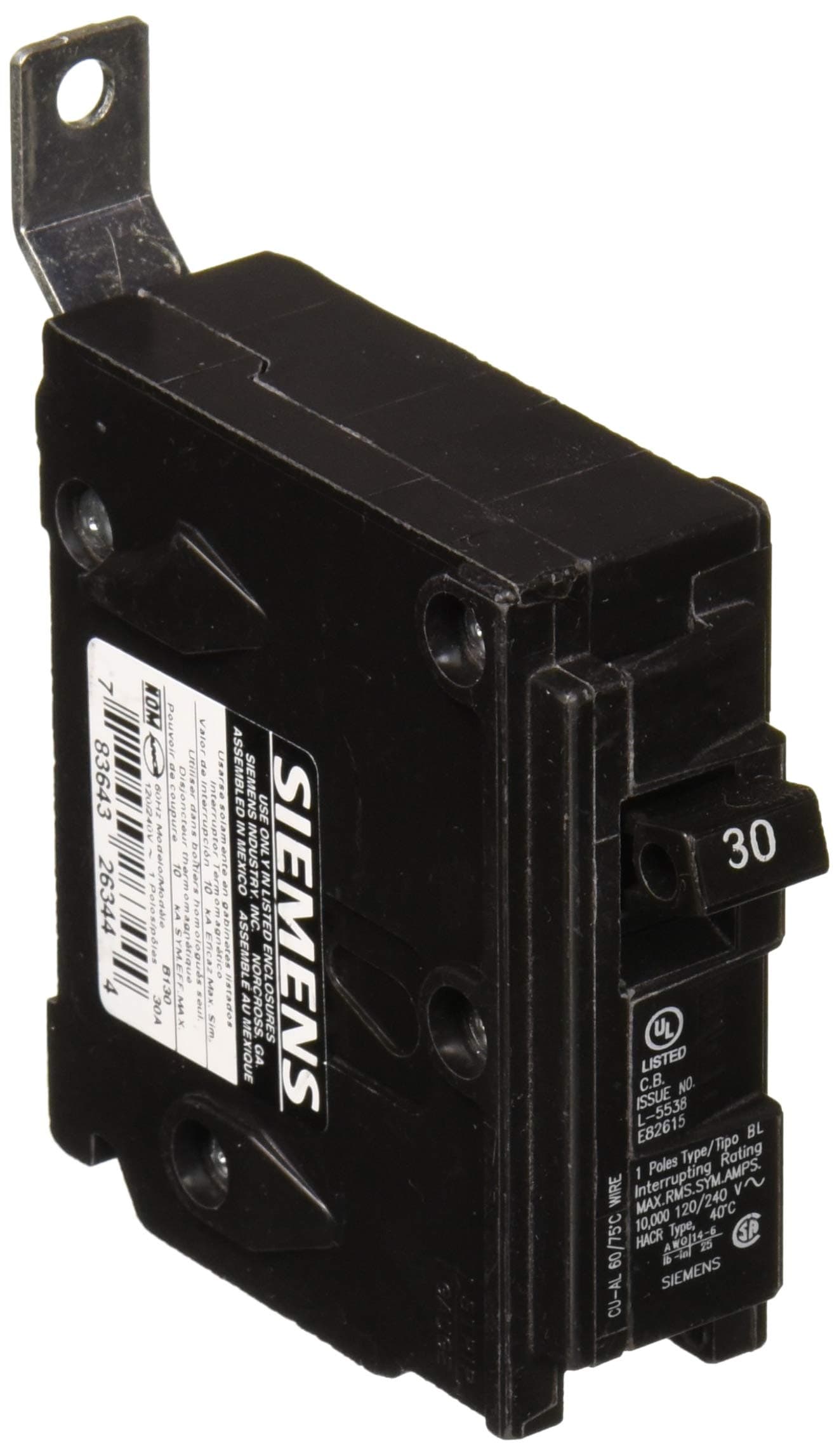 SIEMENS B130 30-Amp Single Pole 120-Volt 10KAIC Bolt in Breaker