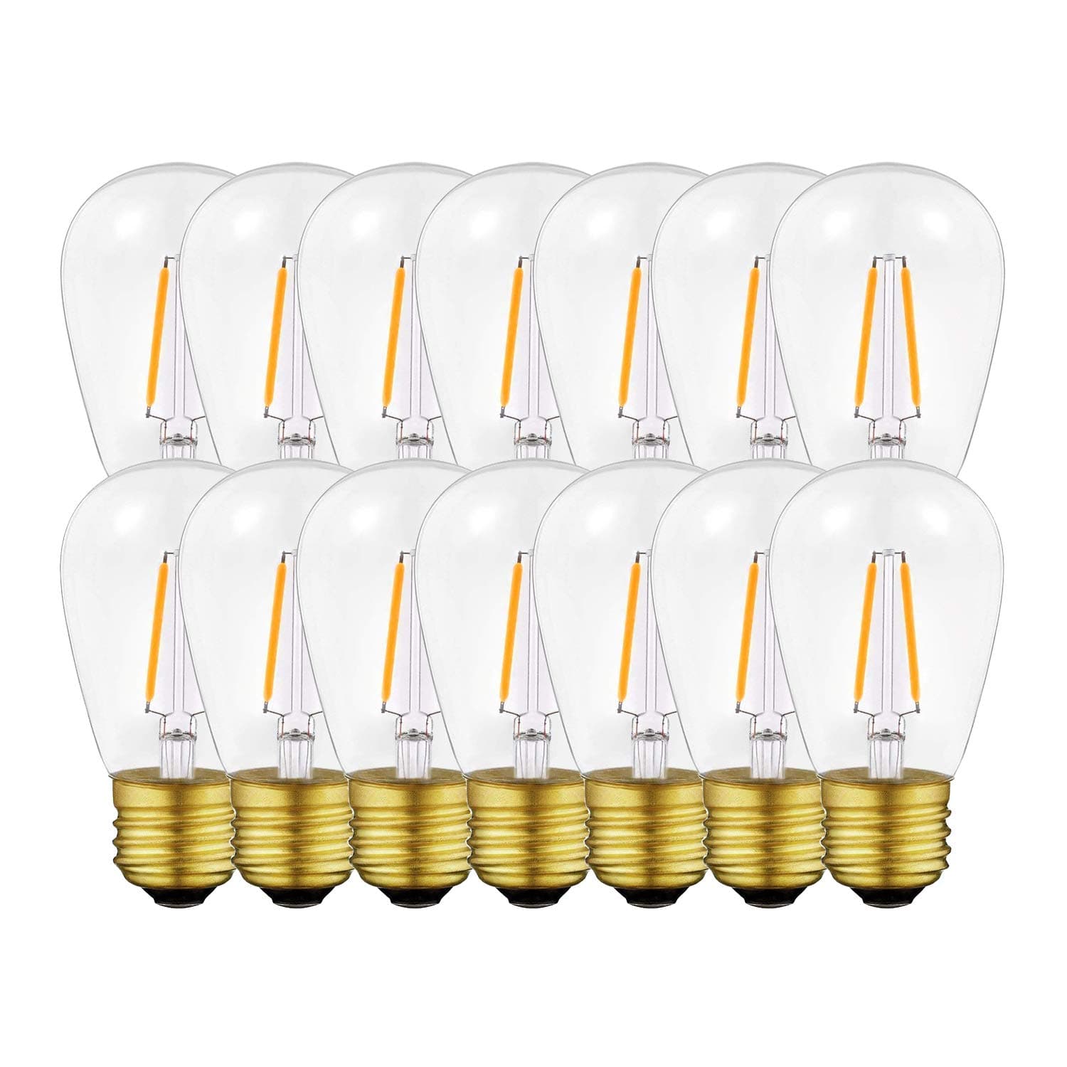 Patio Outdoor String Lights Replacement Bulb S14 Vintage Edison LED Filament Light Bulb Lamp E26 Base Warm White 2700K 2W Equivalent 20W - UL Listed (14 Pack)
