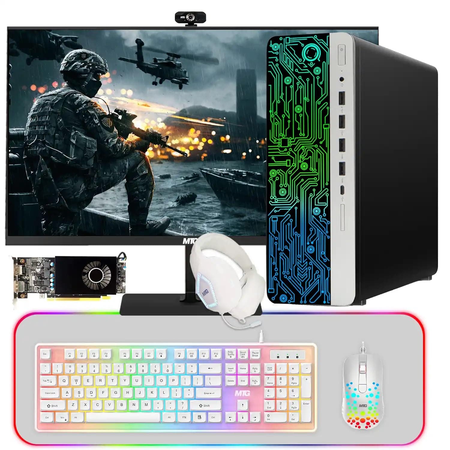TechMagnet HP G3 Gaming Desktop PC, Intel Core i7 6th Gen, AMD RX 550 Graphics, 32GB RAM, 512GB SSD + 3TB HDD, MTG New 24-inch Monitor, Gaming Kit Webcam, WiFi, Windows 11 Pro (Renewed)