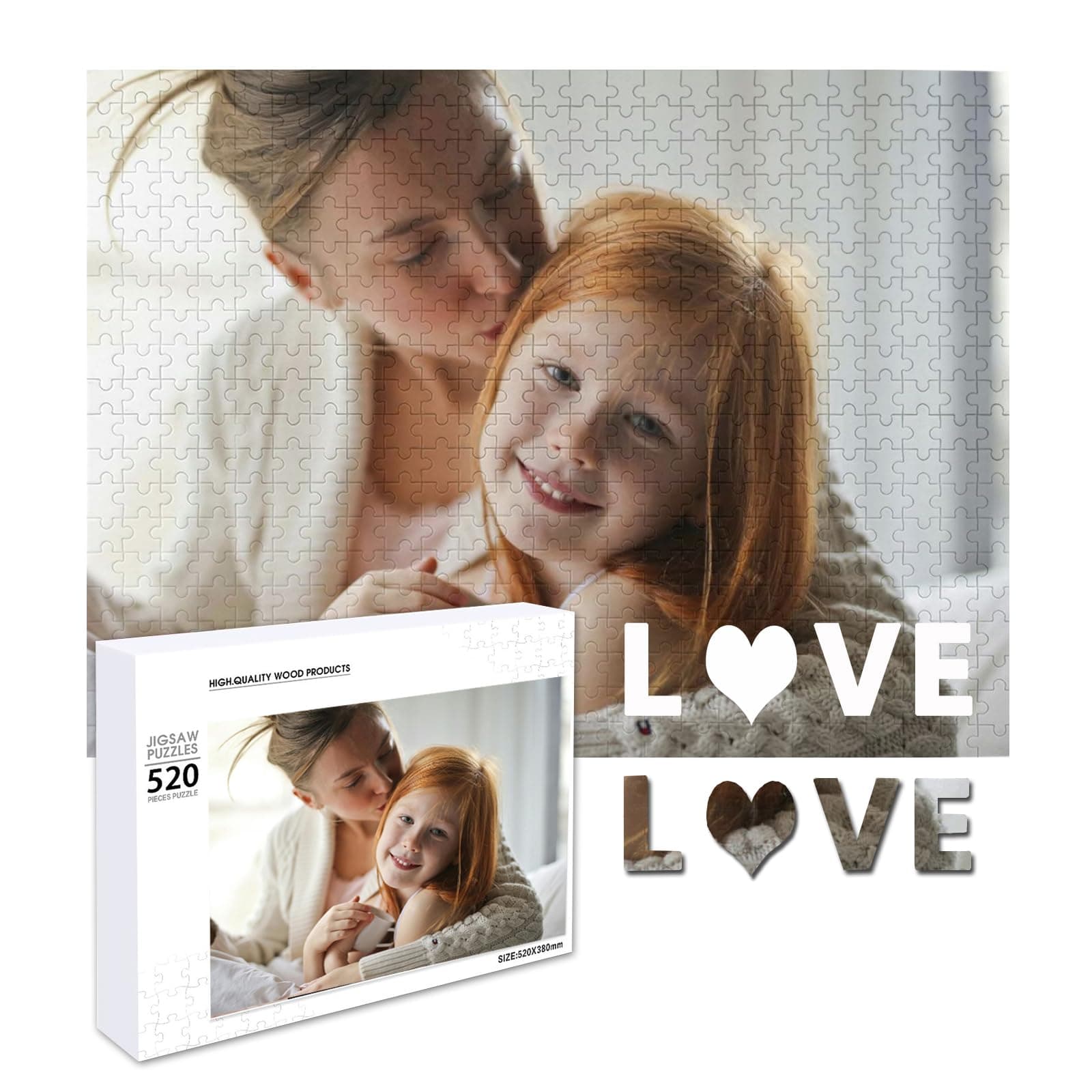 Custom Puzzles 520 Pieces for Lover Mom Dad,ATOOZ Personalized Puzzle from Photos Custom Valentine Wedding Mother Father Birthday Present