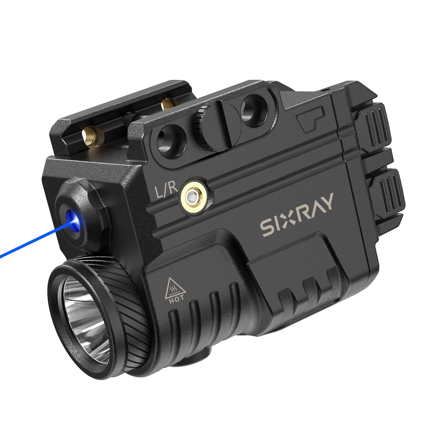 SIXRAY Blue Beam Laser and Flashlight Combo for Pistol, Rail Mounted Tactical Rechargeable Pistol Flashlight Laser Combo Fit Picatinny, Blue Beam Class IIIA, Power Output Less Than 5mW
