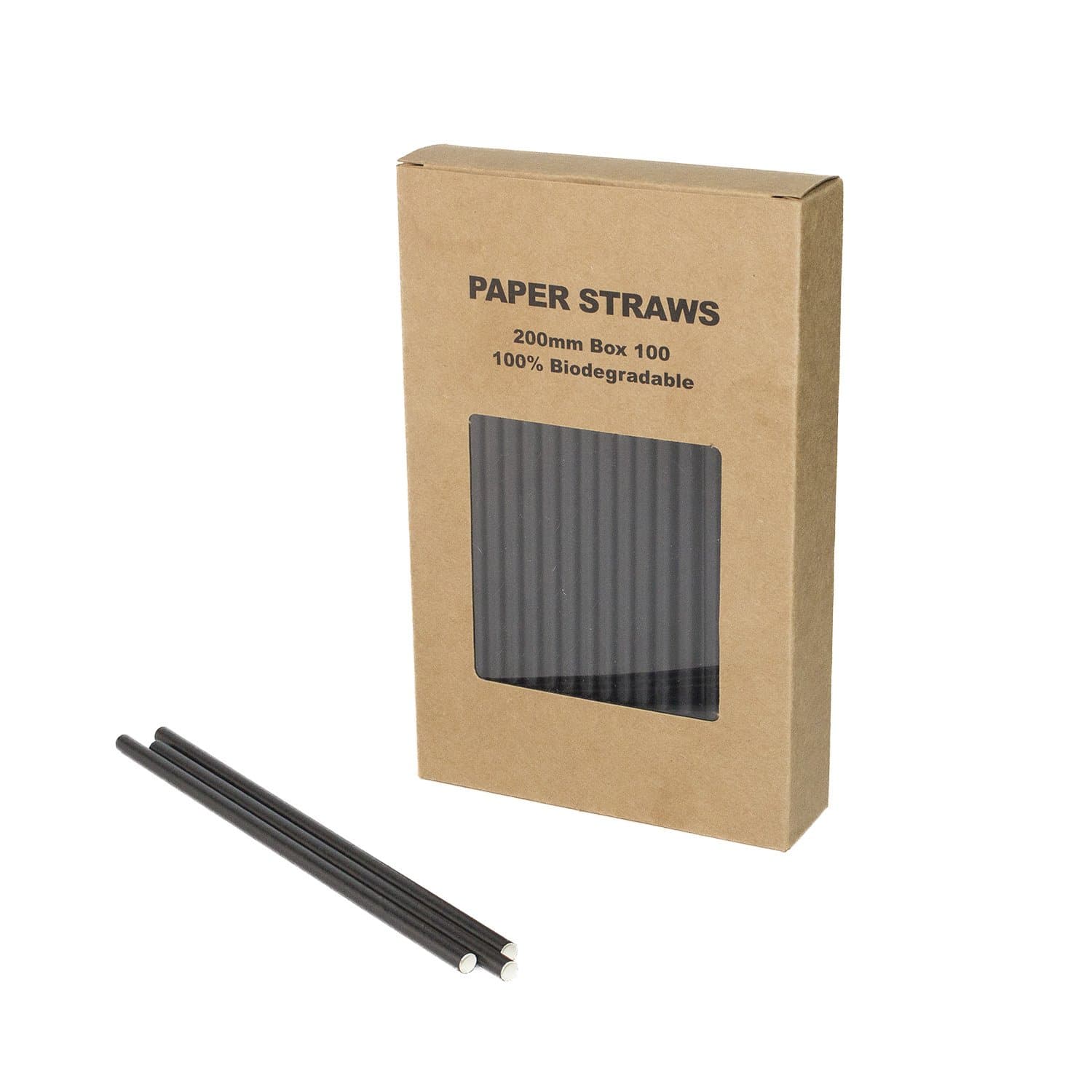 Black Paper Straws Plain Disposable Drinking Straws (black, 100)