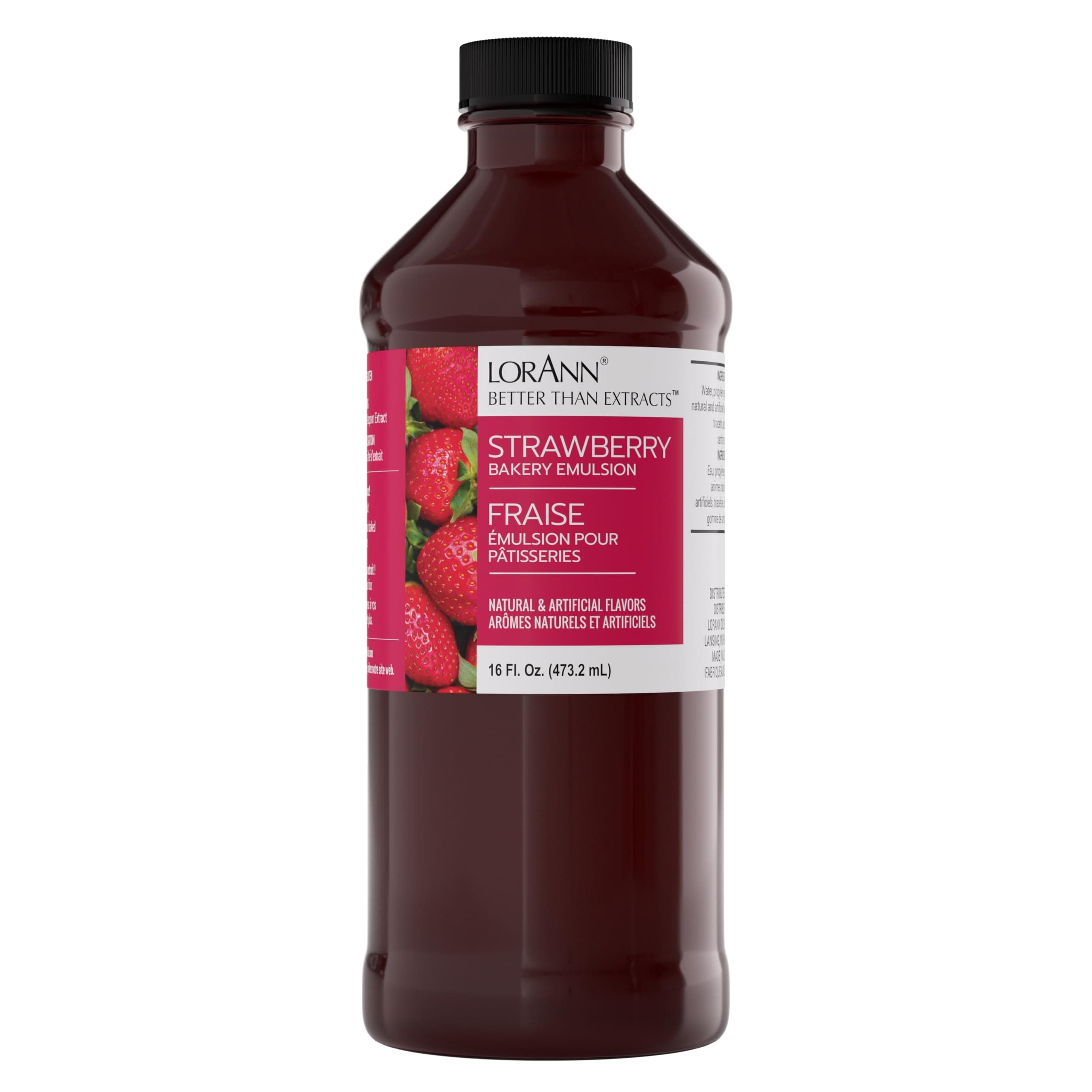 LorAnn Oils Strawberry Bakery Emulsion: True Essence, Ideal for Boosting Fruit Tones in Cakes, Cookies & Desserts, Gluten-Free, Keto-Friendly, Extract Substitute Essential for Your Kitchen, 16 Oz