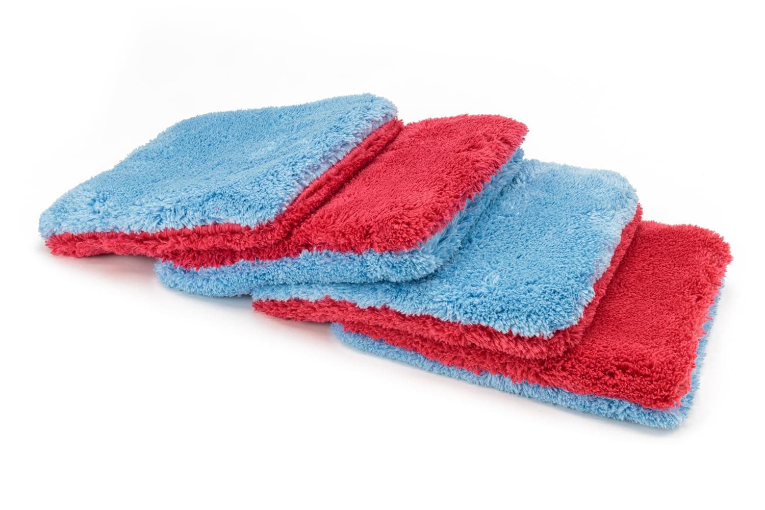 Flat Out Microfiber Car Wash Pad - Pack of 4, Blue/Red (9 inch x 8 inch)