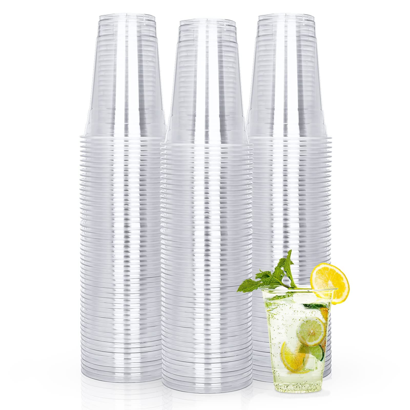 TashiBox12 oz Plastic Clear PET Cups 150 Count