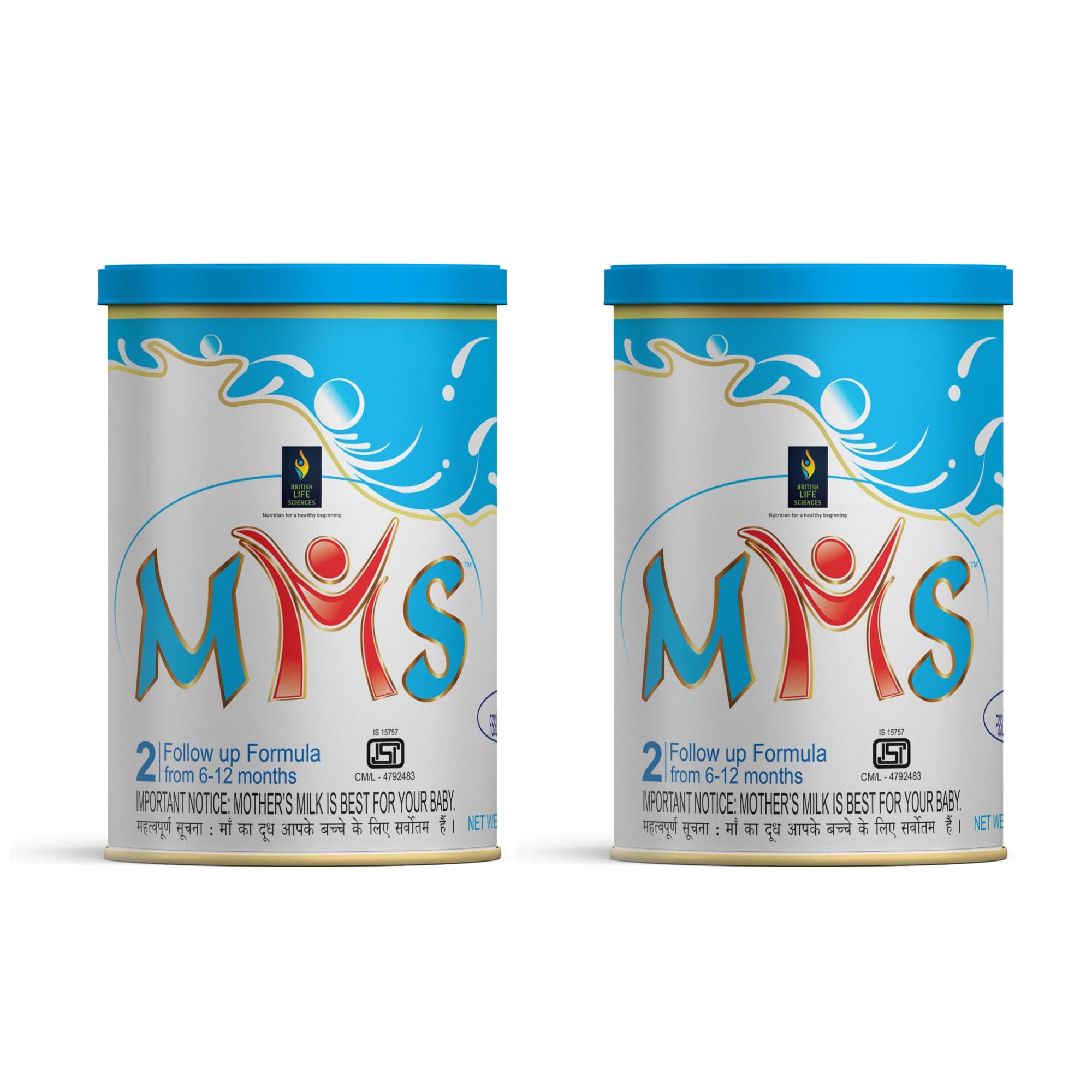 BRITISH LIFE SCIENCES MMS Follow up formula for 6-12 month old babies | Stage 2 Infant formula for overall development (Pack of 2)