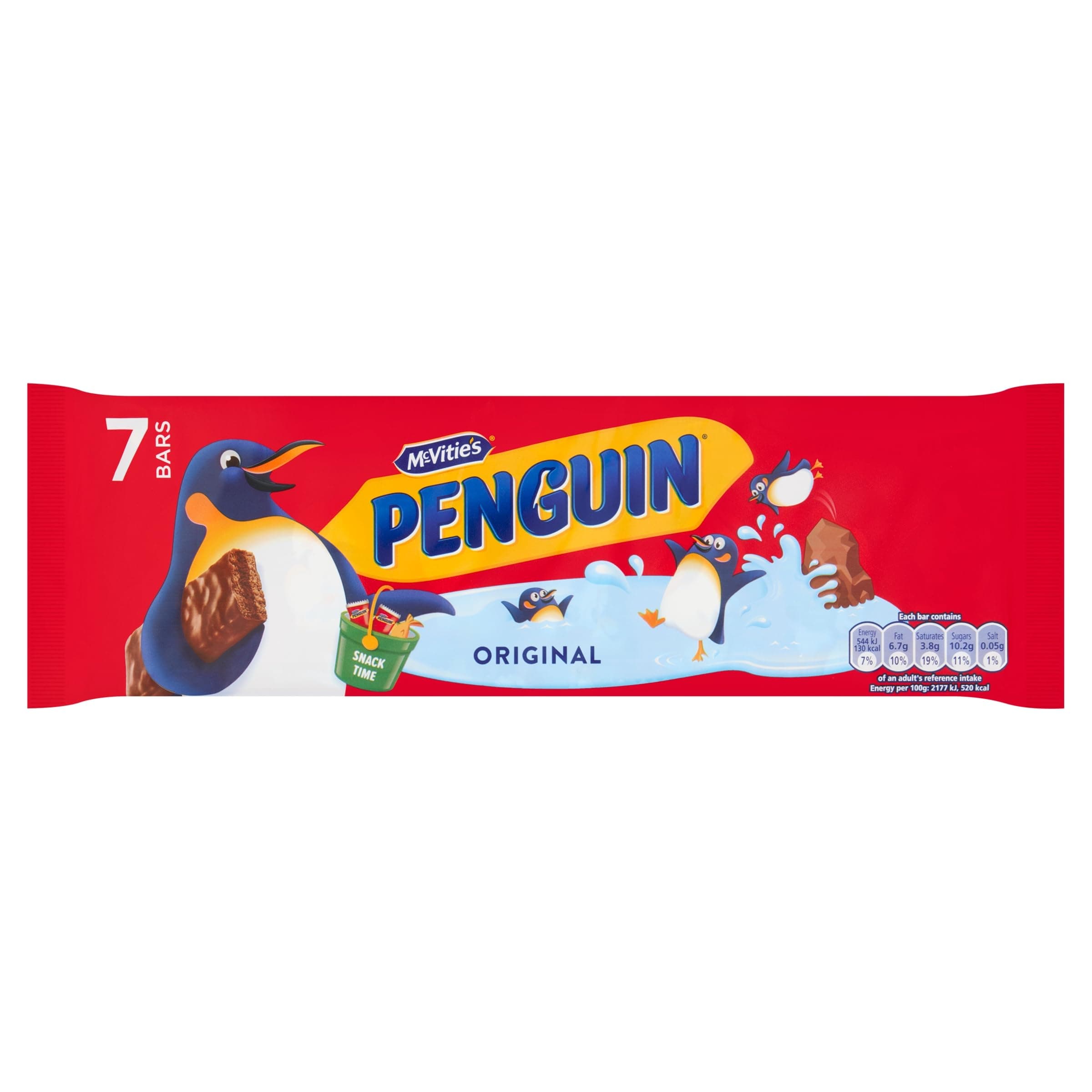 McVitie's Milk Chocolate Flavoured Penguin Biscuit Bars, 7 Biscuits (Pack of 1)