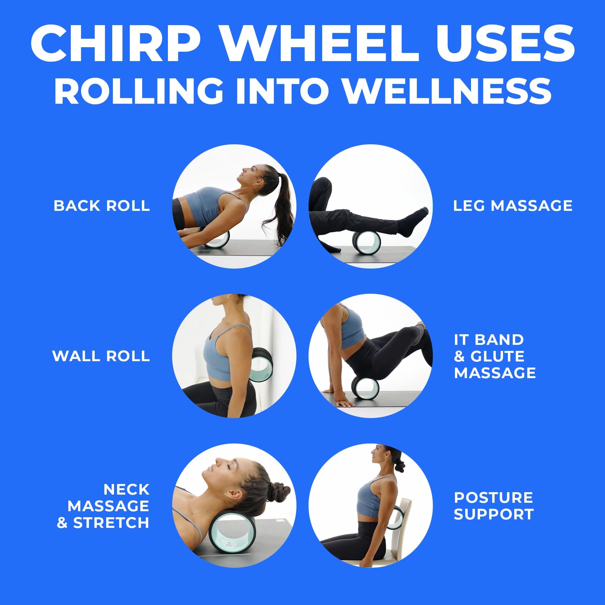 Chirp Plexus 6” Deep Tissue Wheel+ for Back Pain, Stretches and Strengthens Core Muscles, Relieves Strain to Muscles and Ligaments, Helps Prevent Herniated/Bulging Discs, Arthritis, and Osteoporosis.