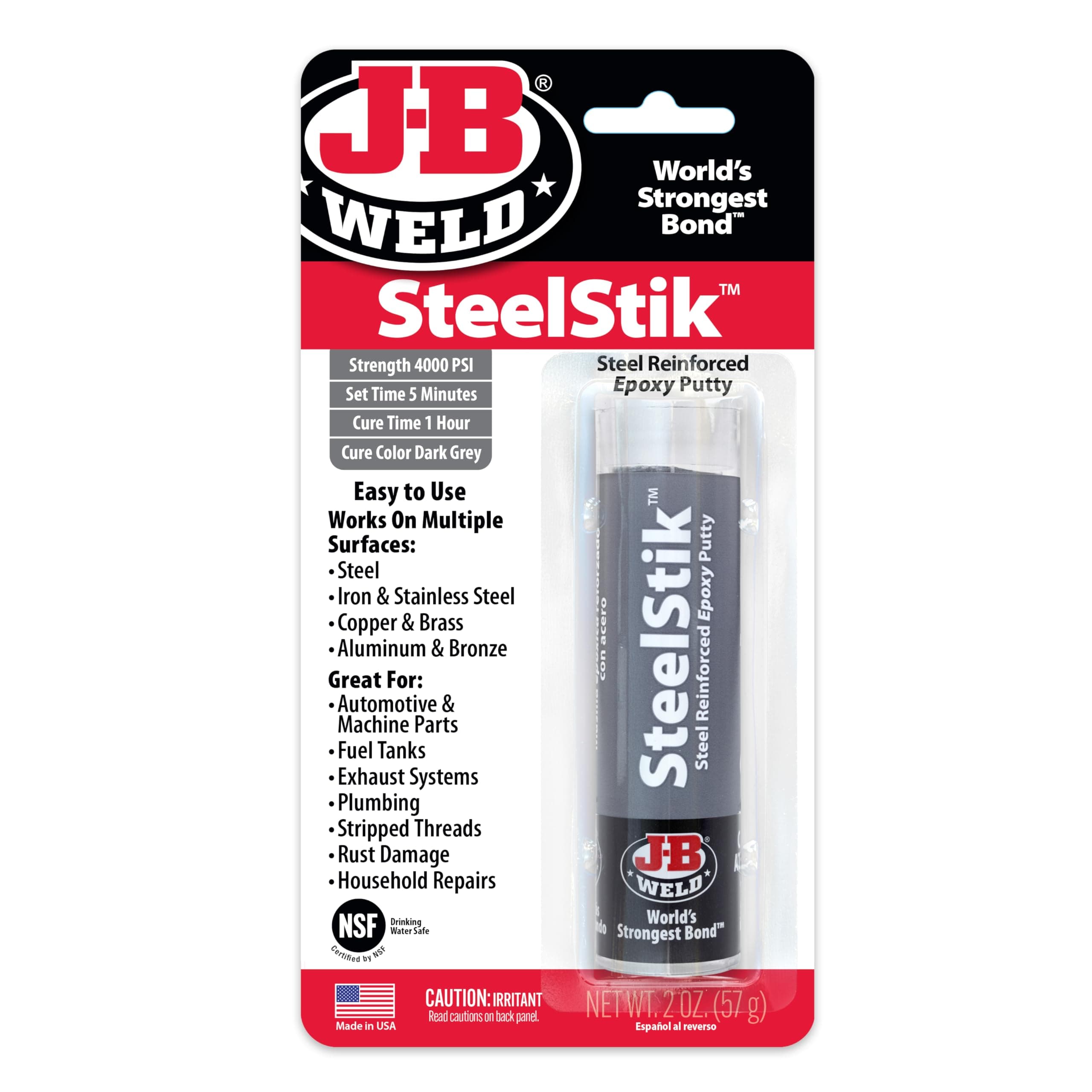 8267 Steelstik Steel Reinforced Epoxy Putty Stick - 2 Oz.