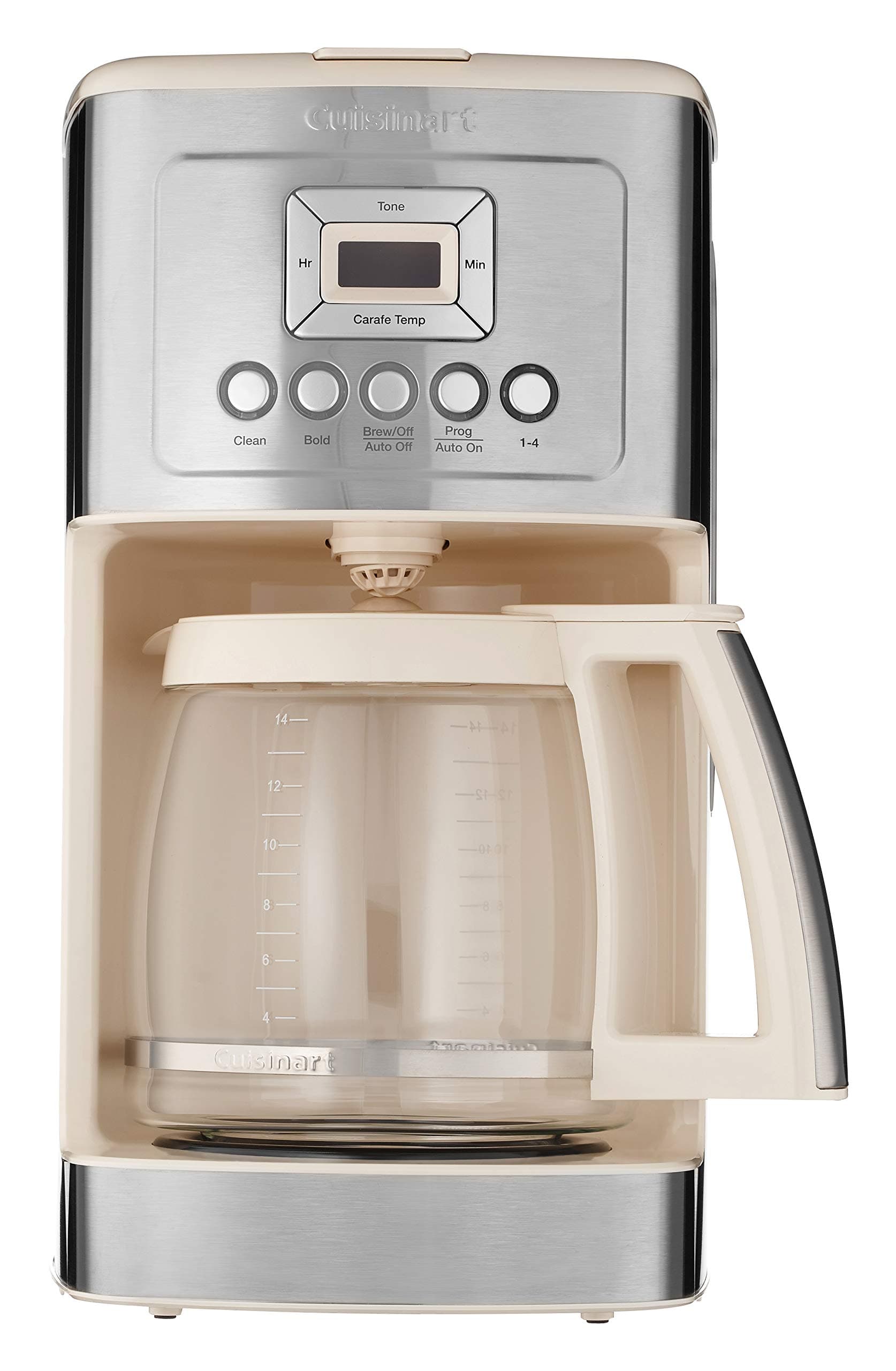 Coffee Maker, 14-Cup Glass Carafe, Fully Automatic for Brew Strength Control & 1-4 Cup Setting, Stainless Steel, DCC-3200CRM, Cream.