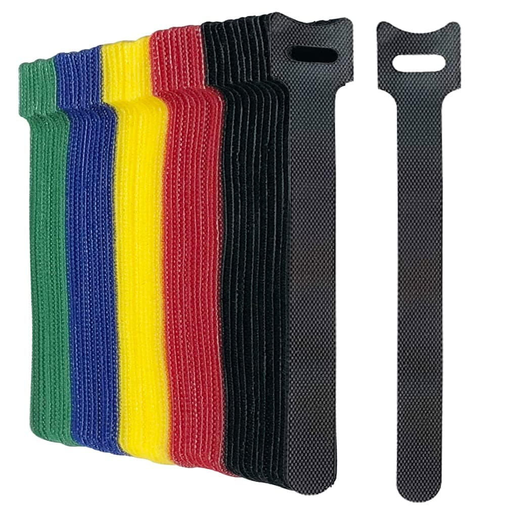 50 Pack 5 Color Reusable Cable Ties Multi Color Releasable Cable Straps Adjustable Hook and Loop Colorful Cable Wire Tidy for PC Cable Management