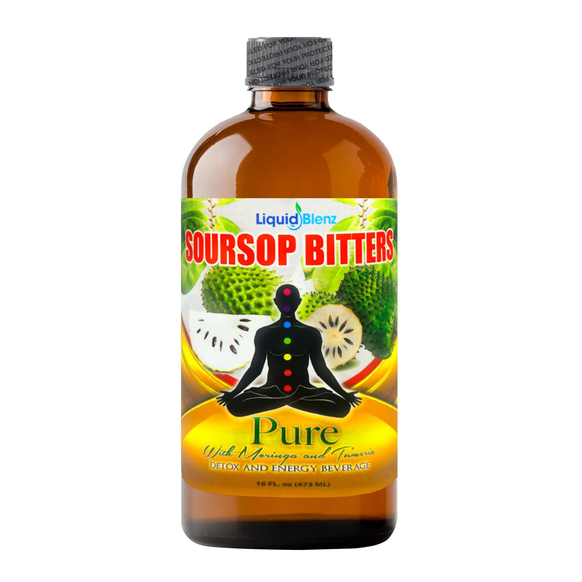 Liquid Blenz Soursop Bitters Detox Energy Beverage with Moringa & Tumeric 16oz