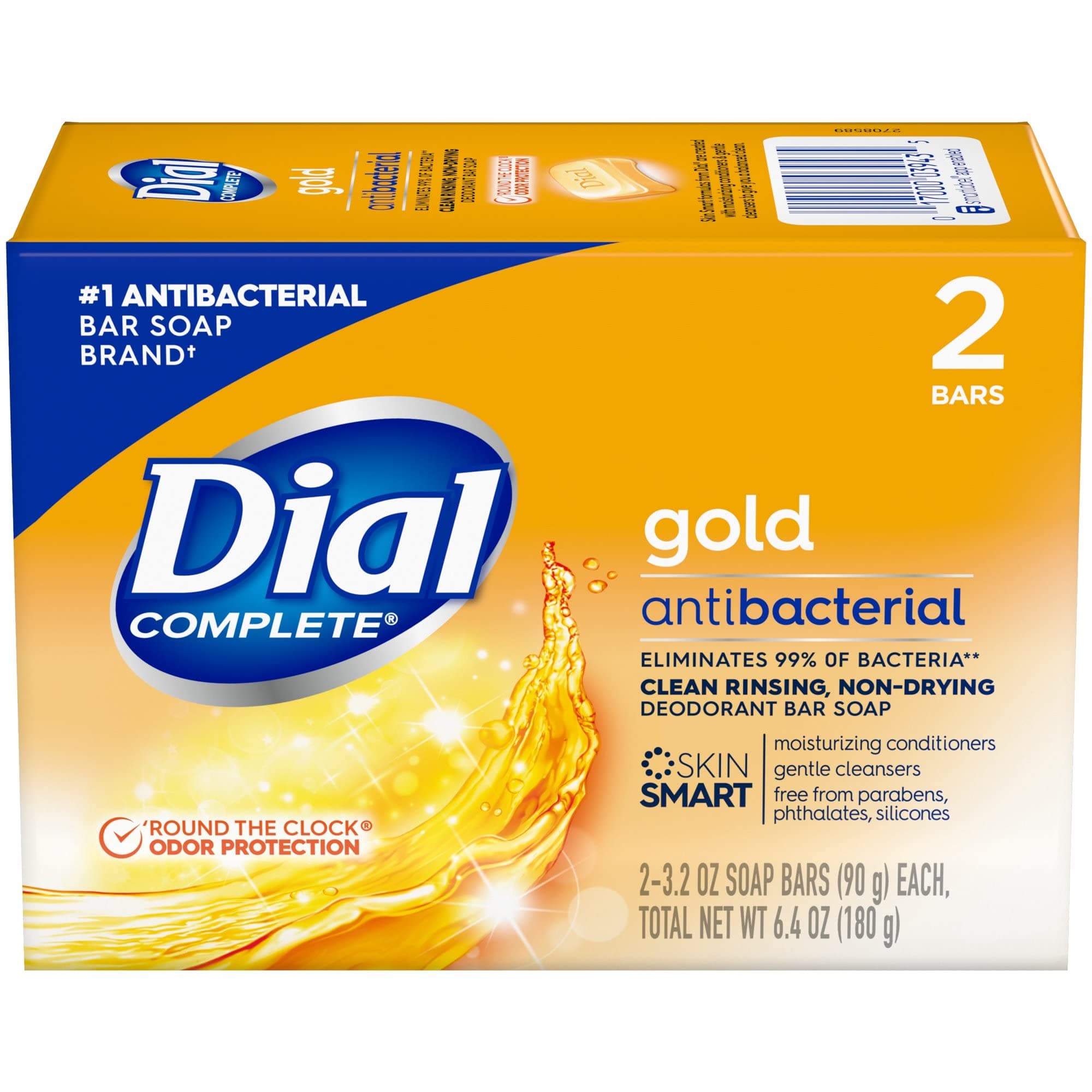 Gold Antibacterial Deodorant Bar Soap, 2.25 oz, 2 count - Dial by Dial