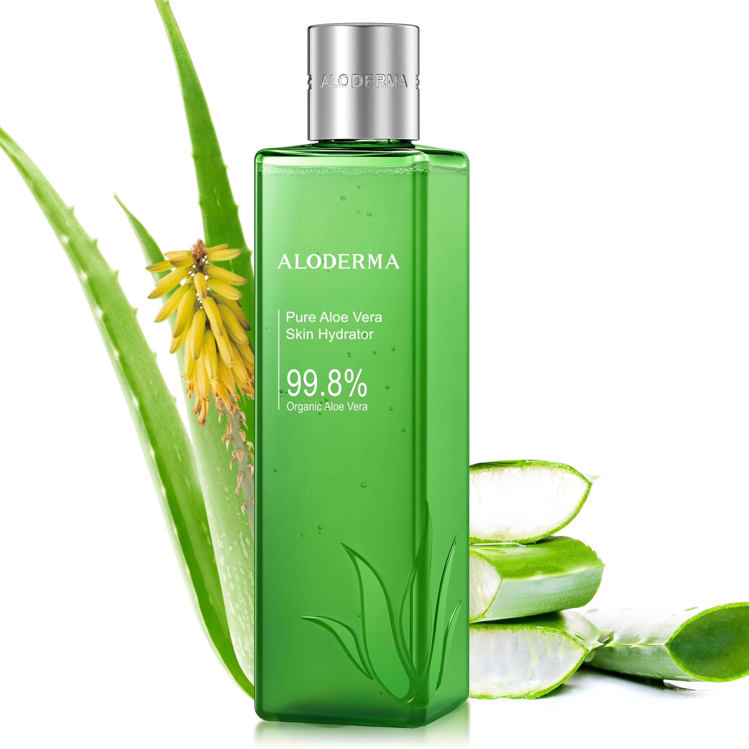 Aloderma Fresh Aloe Vera Face Hydrator Made with 99.8% Organic Aloe Vera Within 12 Hours of Harvest - No Thickeners Great for Acne Prone & Sensitive Skin Repair, Scalp, & Hair 240ml