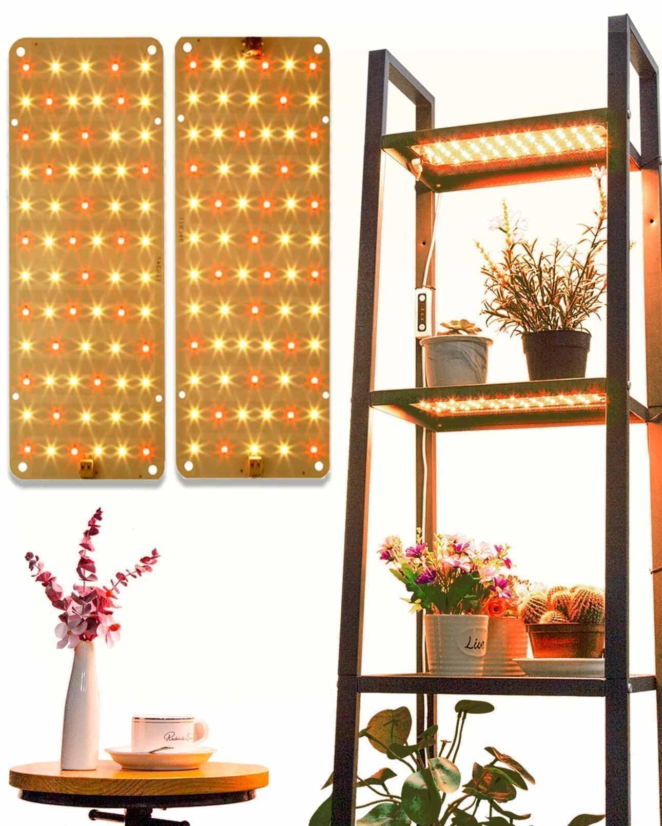 DOMMIA Panel Grow Light for Indoor Plants, 20W Ultra-Thin Full Spectrum LED Grow Light for Shelf & Cabinet, Dimmable with 6/12/16H Timer, Warm White, 1-Pack