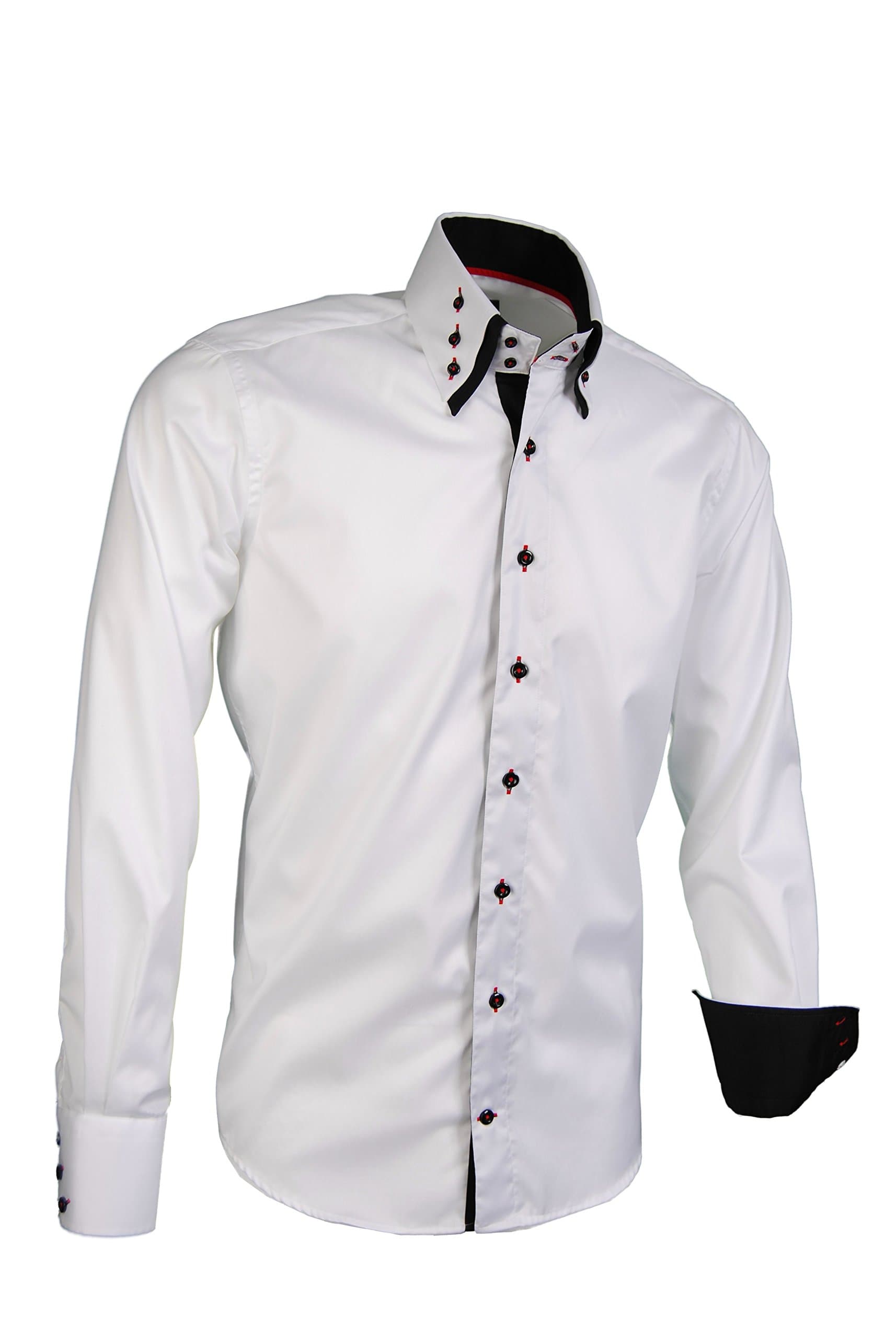 Giorgio Capone Premium Shirt, White, 100% Cotton, Button-Down, Double Collar, Non-Iron, Slim & Regular fit