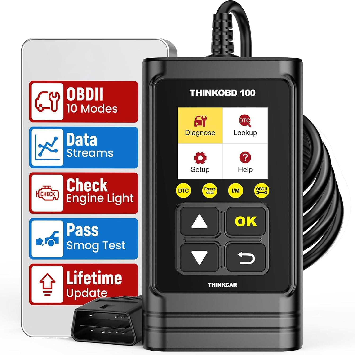 THINKOBD 100 OBD2 Scanner, OBD2/ EOBD Car Code Reader with Full OBD2 Functions. Check Engine Code Reader Automotive Car Diagnostic Tool/Car Code Scanner for O2 Sensor/EVAP System/Smog Test