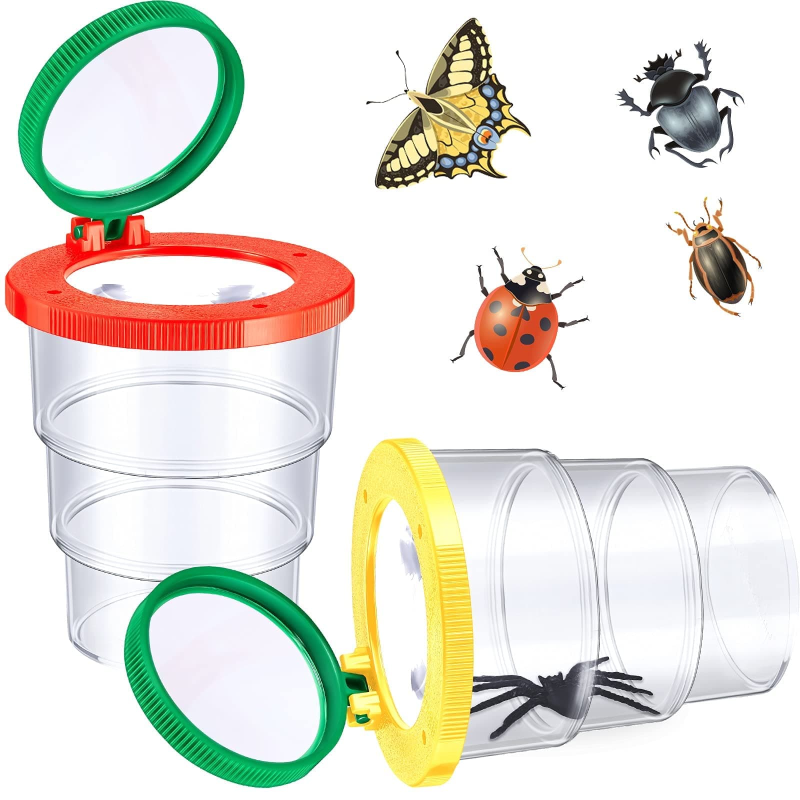 Makingtec 2 Pcs Magnifying Insect Box Insert Bug Viewer Magnifier Container Critter Cage Jar For Kids Children Science Nature Exploration Tool