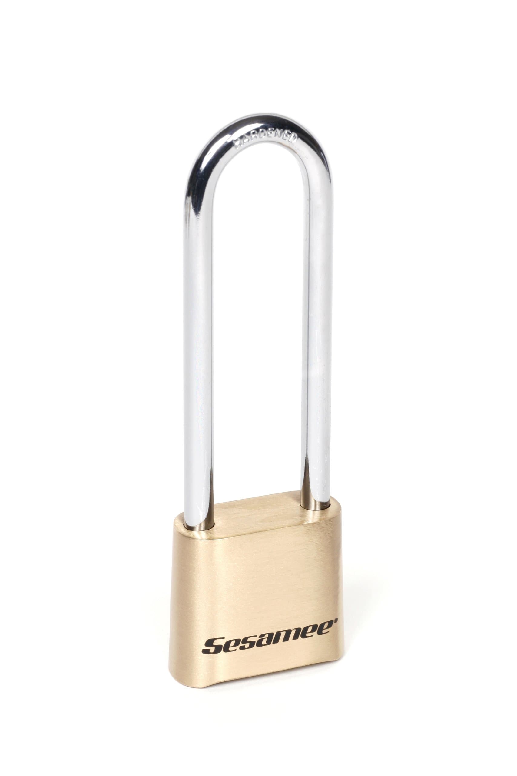 Sesamee K440 4 Dial Bottom Resettable Combination Brass Padlock with 4-Inch Hardened Steel Shackle and 10,000 Potential Combinations