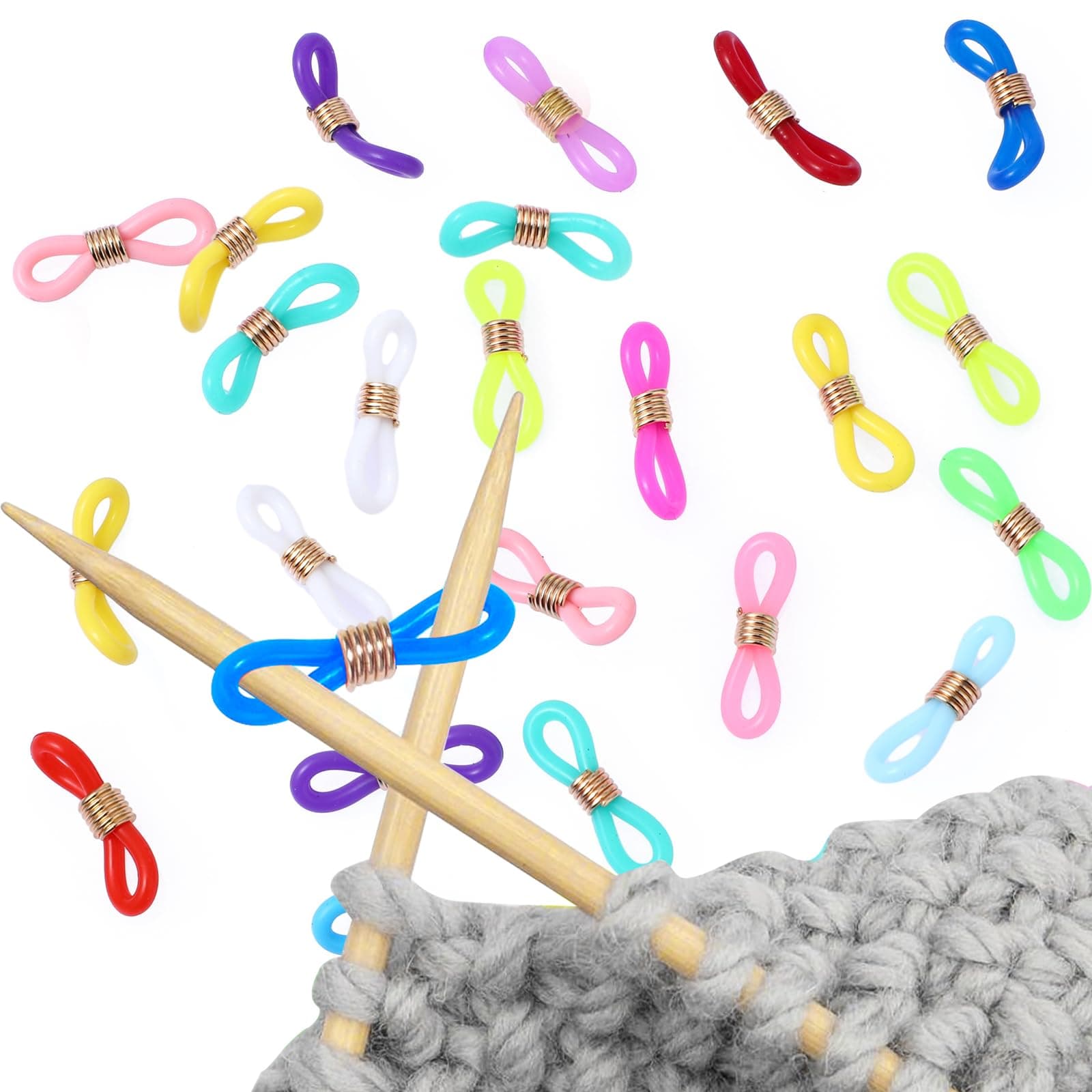 DIVINA VITAE 40 PCS Knitting Needle Stoppers Knitting Needle Hugger Needle Minder Knitting Tools Stitch Stoppers for Knitting Needles Prevent Slipping Off Stitch