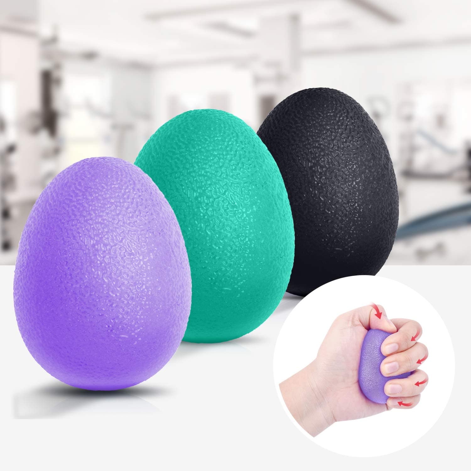 Peradix Hand Trainer Finger Trainer Egg Shaped Grip Balls 3 Pieces 30-60 lbs Climbing Ball Hand Training Device Anti-Stress Balls for Strengthening Hand and Fingers and Pressure Relief