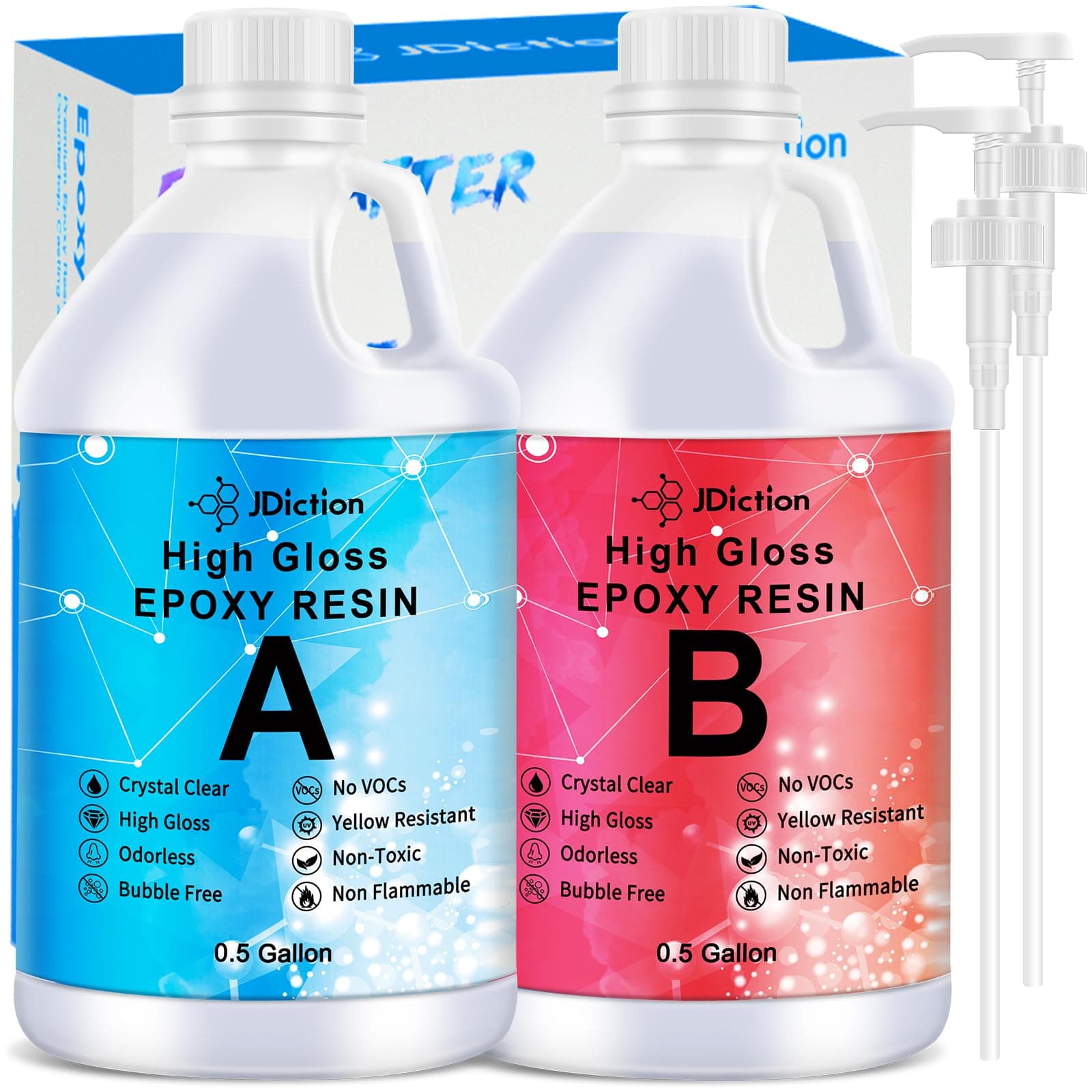 Epoxy Resin Clear High Gloss Epoxy Resin, Maximum 1.5 Inch Deep Pour 1 Gallon Casting Resin for Jewelry Making, Table Top, Wood and Mold Crafts